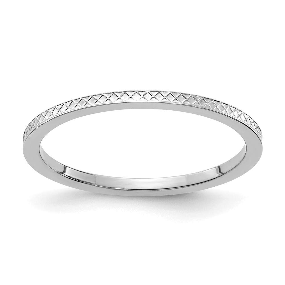 Black Bow Jewelry 1.2mm 10k White Gold Crisscross Flat Stackable Band - Perfect for Everyday Wear & Special Occasions