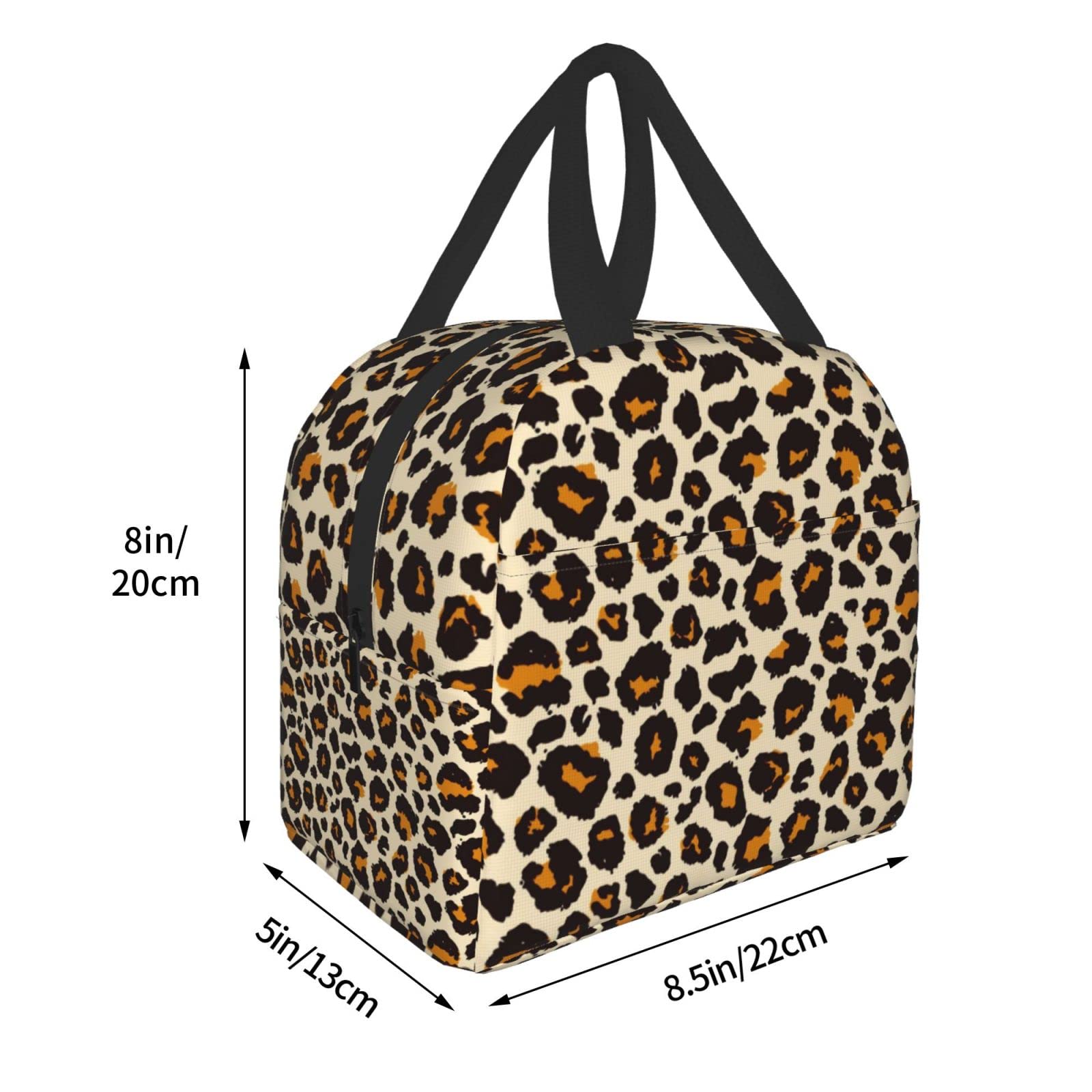 Leopard Print Insulated Lunch Bag for Women - Portable, Leakproof & Thermal Cooler Lunch Box - Reusable Cheetah Design Lunchbox for Office, Work, Picnic, Beach & Outdoor Activities