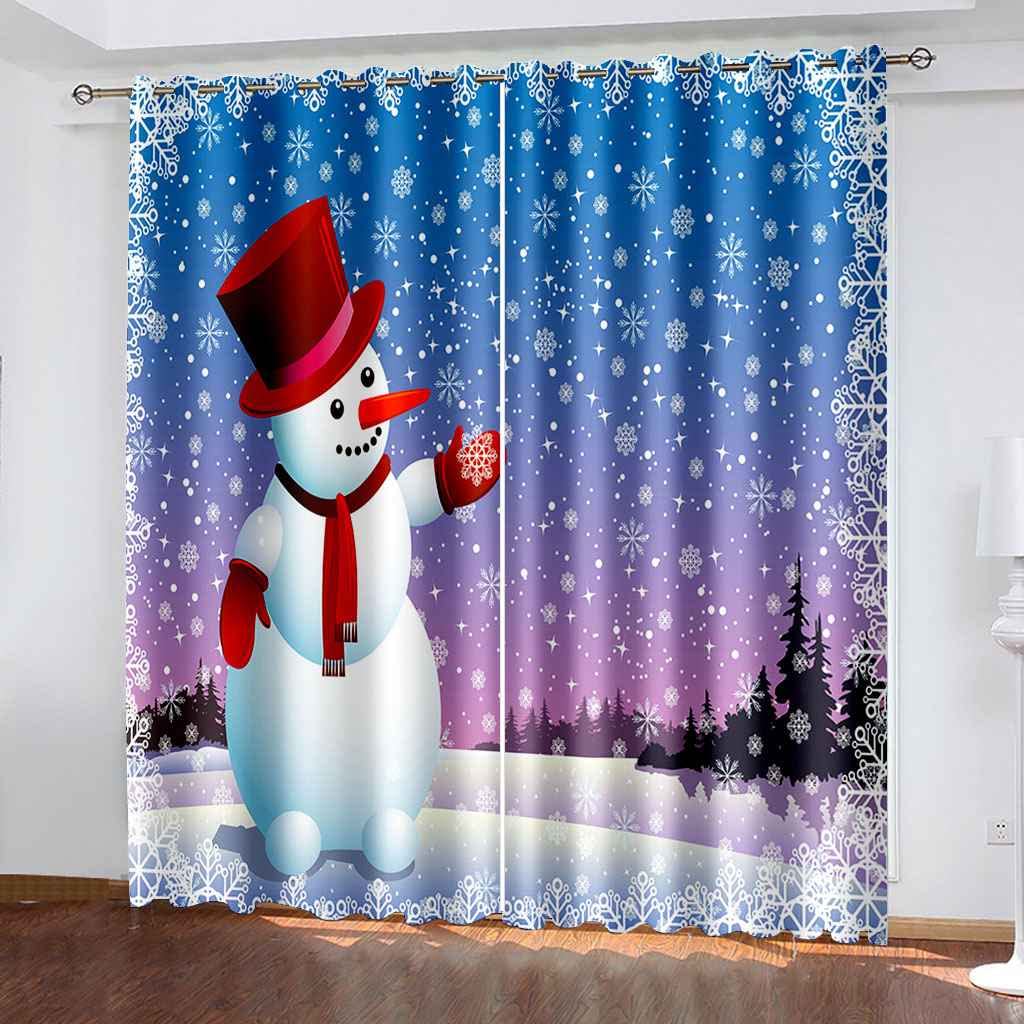 ZAIFYO Thermal Insulated Blackout Curtains - 3D Christmas Snowman Design Microfiber Eyelet Drapes for Living Room & Bedroom (2 Panels 104