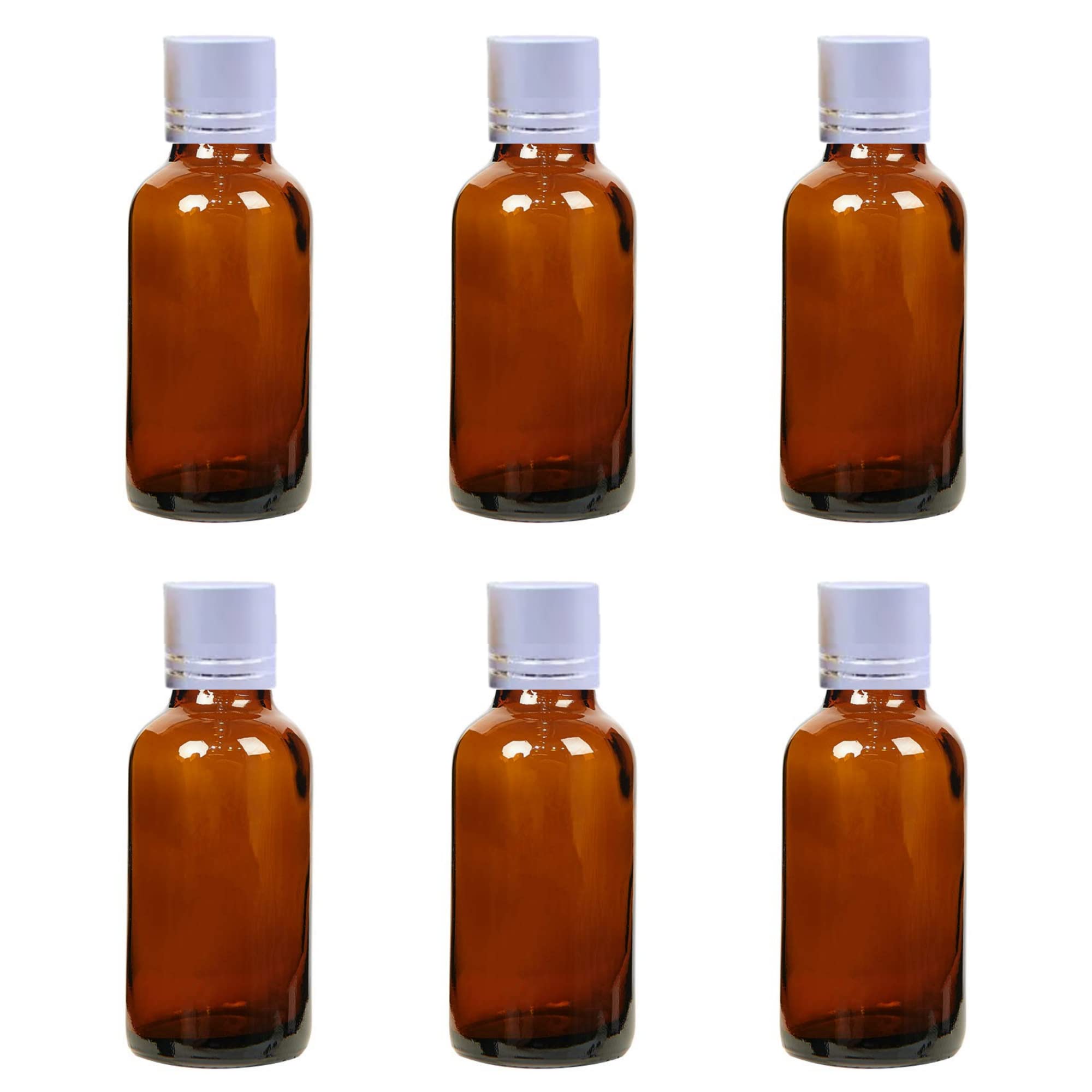 Refillable 30ml Amber Glass Bottles with Silver Cap & V Drop Nozzle - 6 Pack for Essential Oils, Serums, DIY Cosmetics | Perfect for Travel, Skin Care & Home Blending
