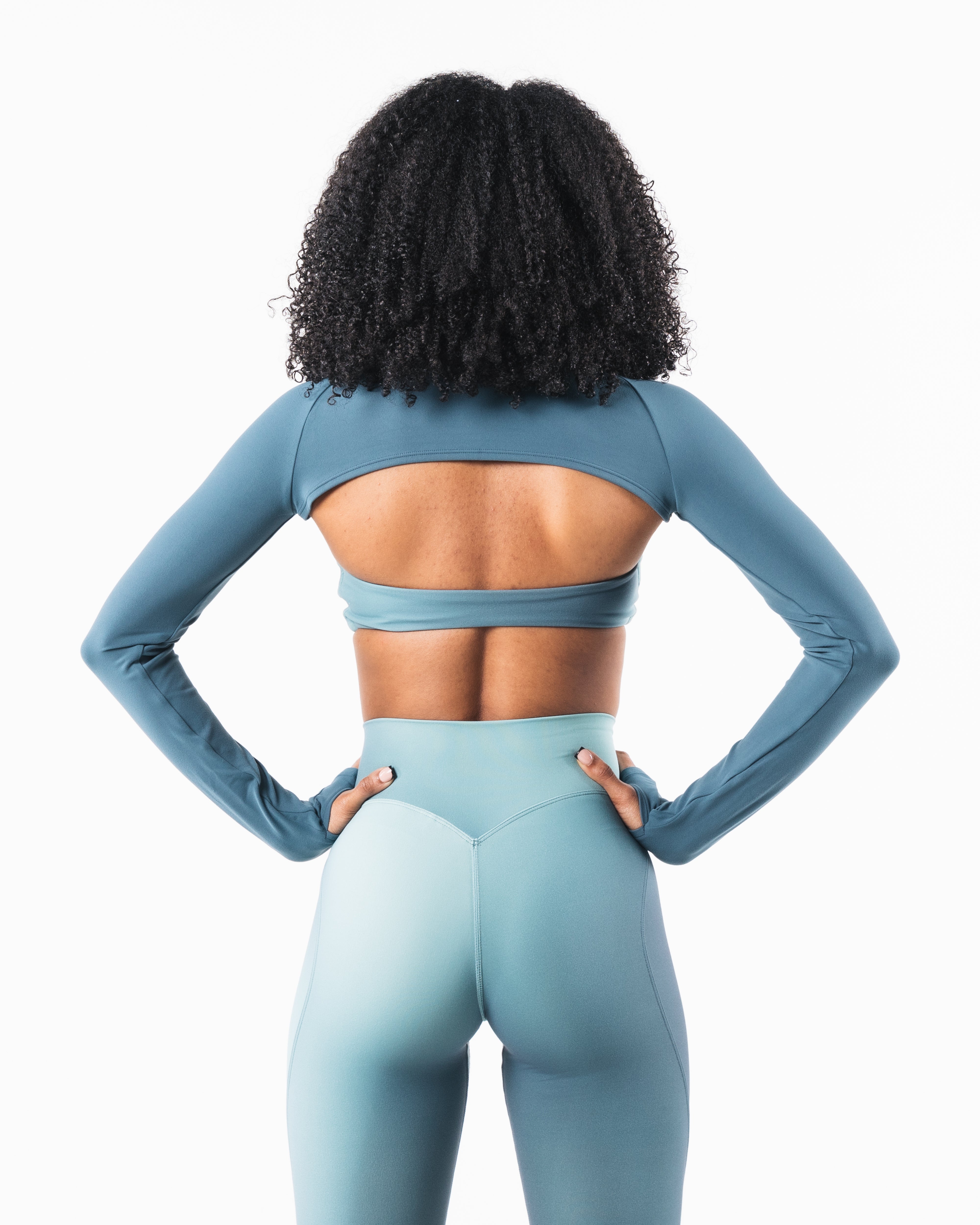Aura Shrug Long Sleeve Top - Glacial Lake Blue | Women's Casual Wear for Fall & Winter | Perfect for Layering, Office, and Outdoor Activities