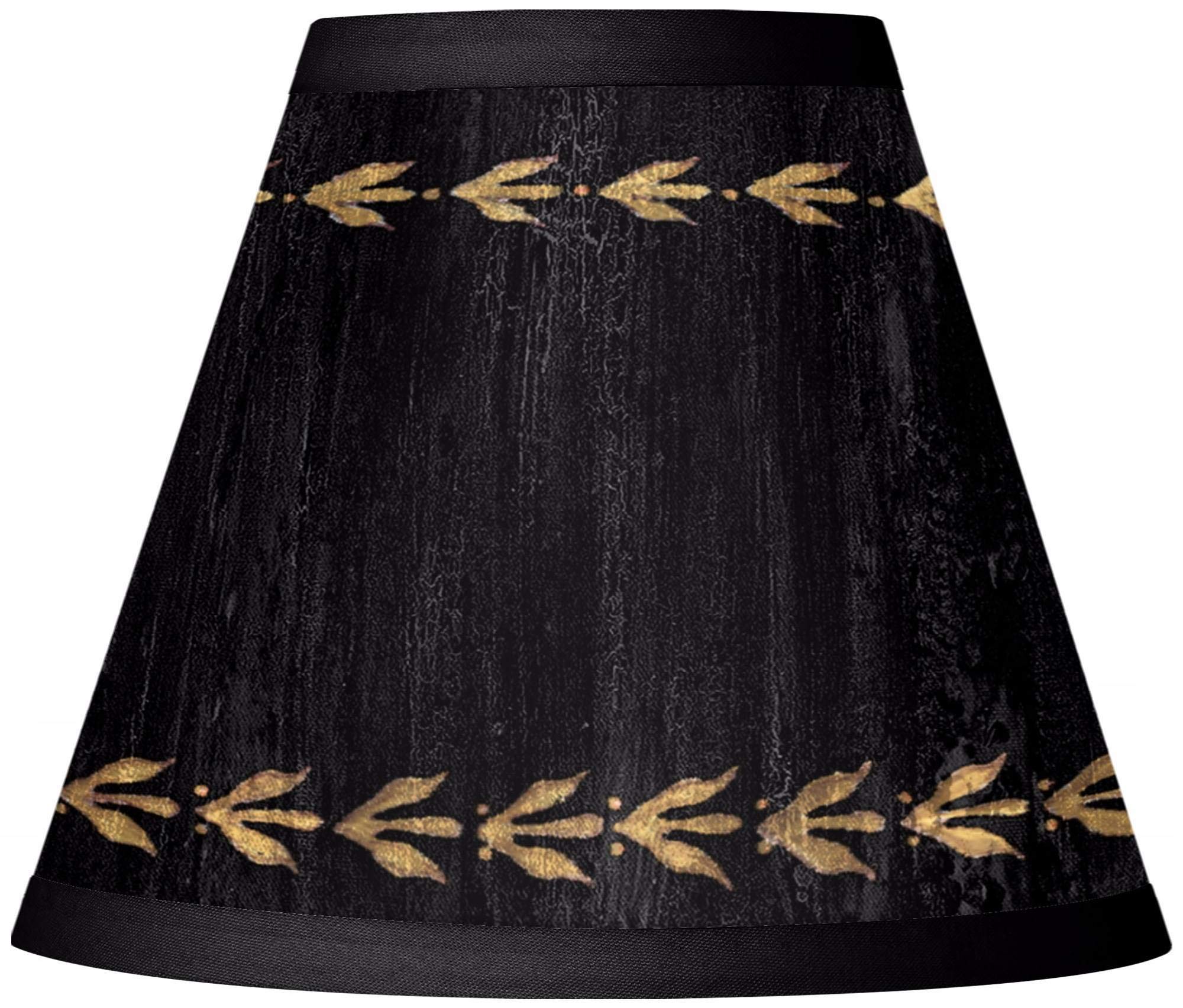 Set of 4 Empire Print Lamp Shades with Golden Trim - Black Small Chandelier Shades (3