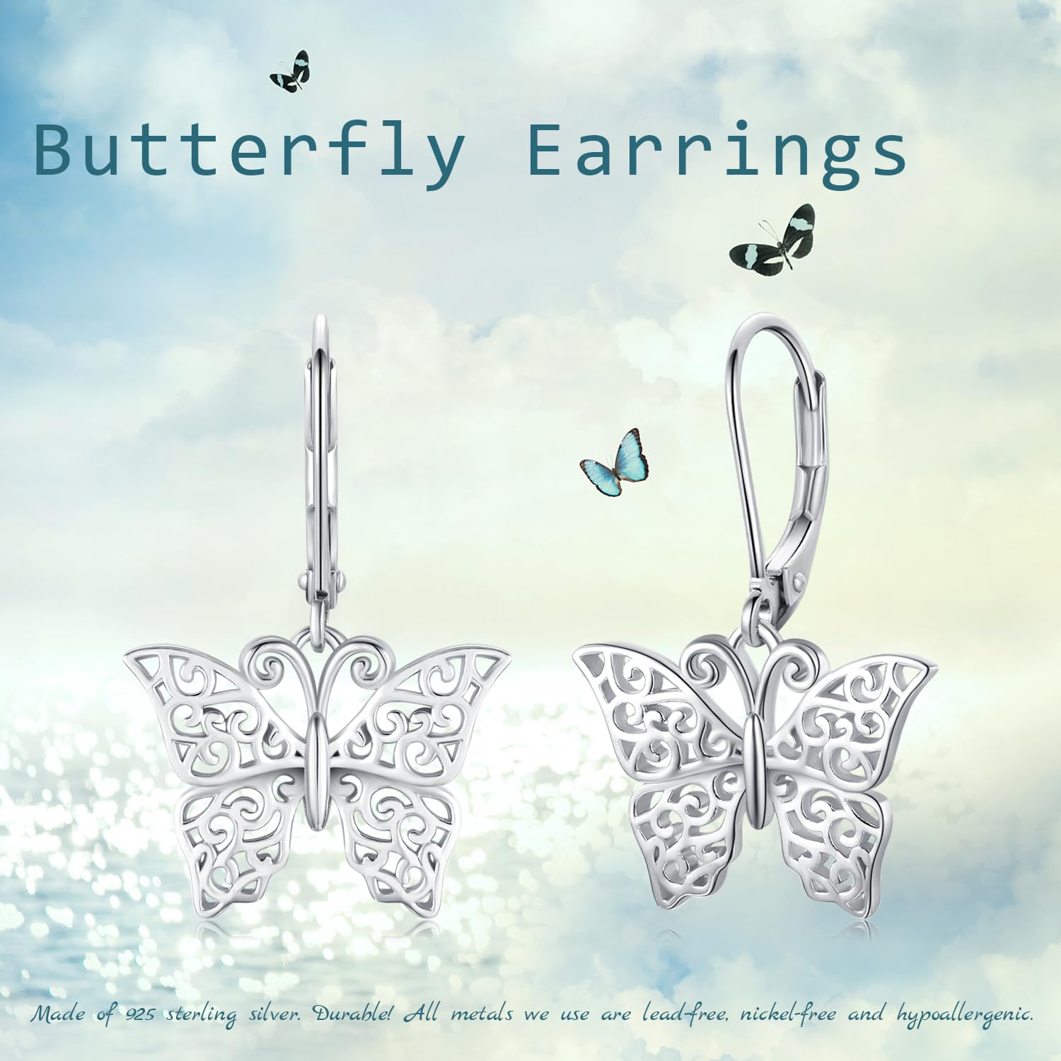 925 Sterling Silver Butterfly Hoop Earrings for Women - Elegant Dainty Jewelry Gift for Her, Girls, Teens | Perfect for Everyday Wear, Date Night, Birthday & Anniversary Gifts