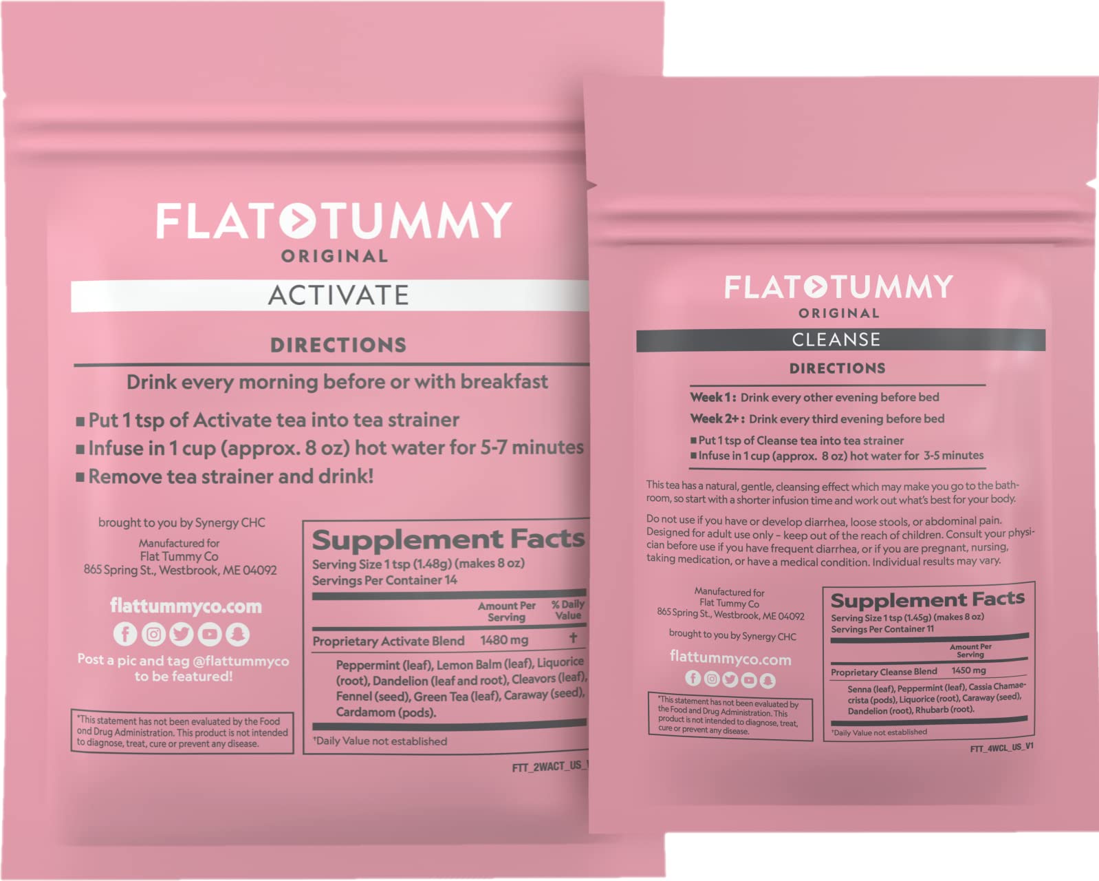 Flat Tummy Detox Tea for Weight Loss & Bloating Relief - 2-Step Natural Detox Cleanse with Green Tea, Lemon Balm, Dandelion & Fennel - 4 Week Program for Energy Boost & Digestion Support (5 Pack) - Perfect for Morning Routine, Post-Workout Recovery & Healthy Lifestyle