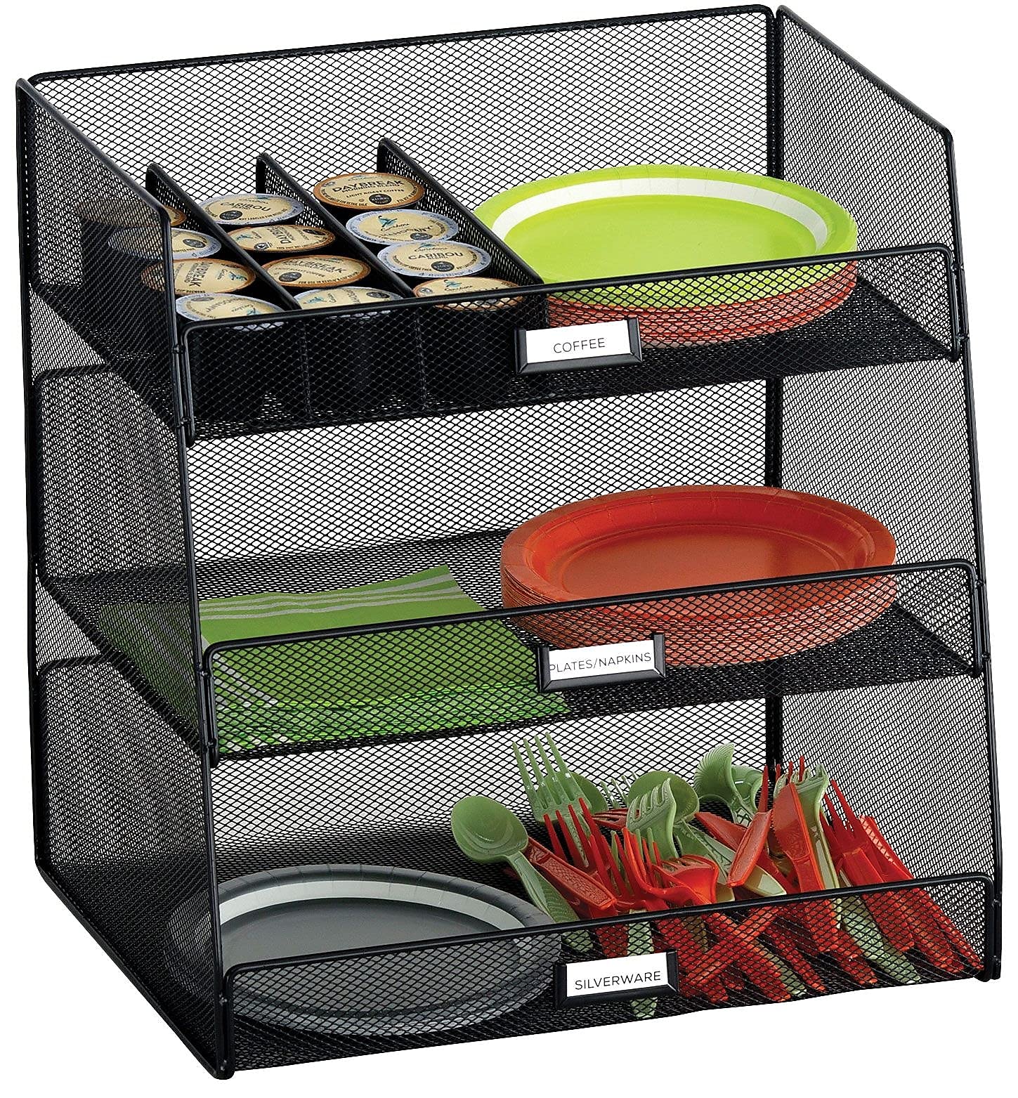 Safco 3293BL Onyx Mesh Break Room Organizer - Black Office Supplies for Kitchen, Pantry & Desk Storage | Perfect for Office, Home & School Organization