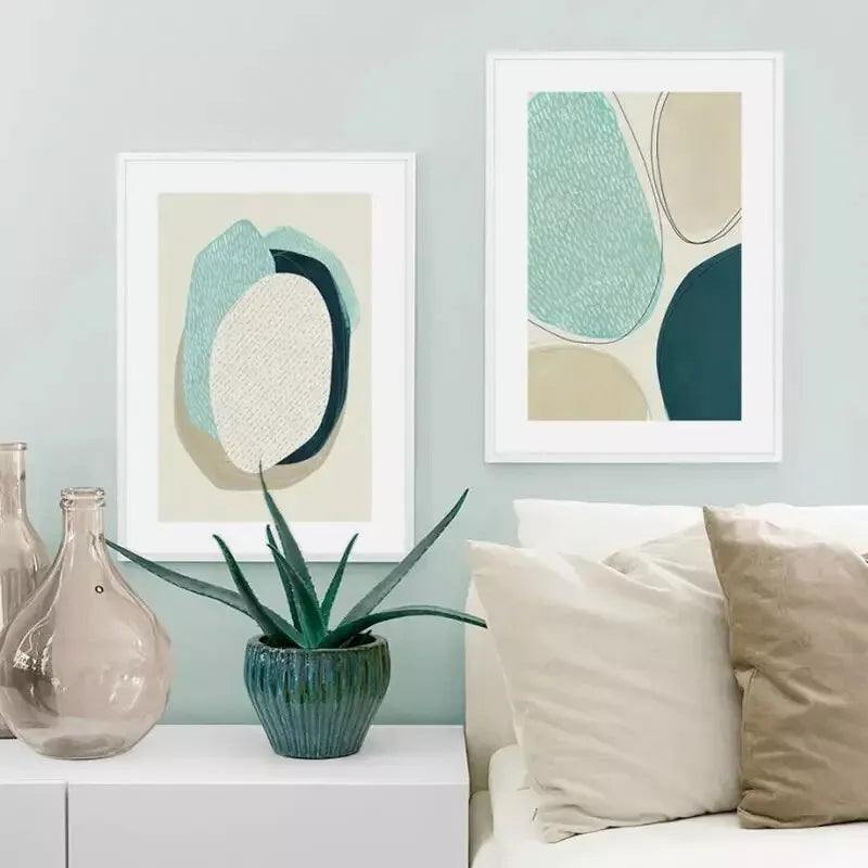 2-Piece Abstract Green Circle Wall Art Canvas Set - Framed 50x75cm (20x30in) High Quality Print | Modern Home Decor | Living Room, Bedroom & Office Wall Decor | Ready to Hang