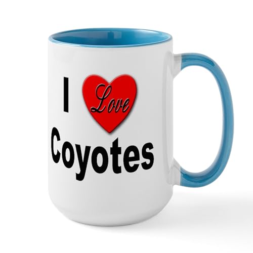 White/Blue Inside - I Love Coyotes Large Mug