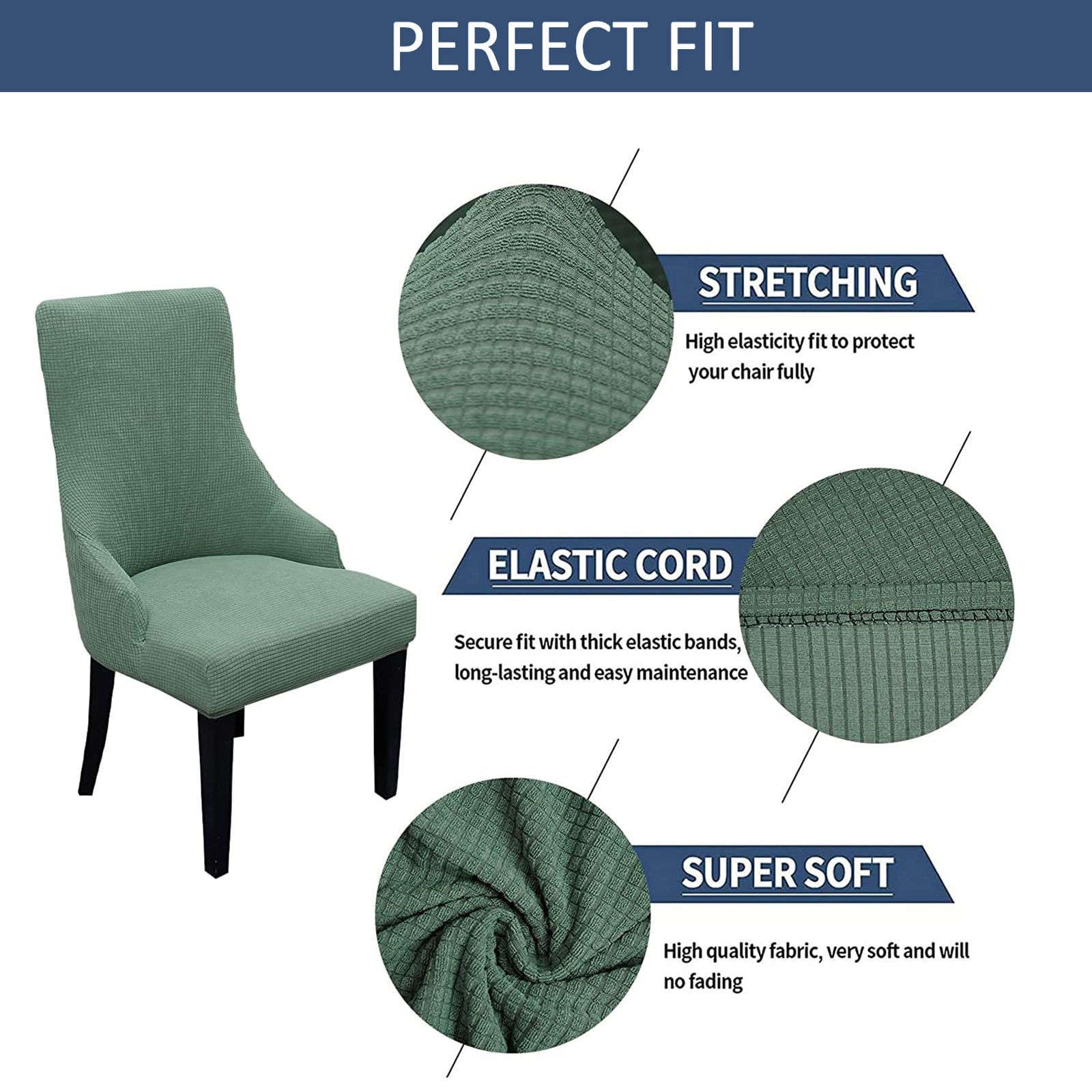 Stretch Wingback Chair Slipcover Set of 4 - Soft Plaid Dining Room & Bedroom Chair Protector Covers for Kids - Green | Perfect for Home Decor, Living Room Accent, and Dining Chair Protection