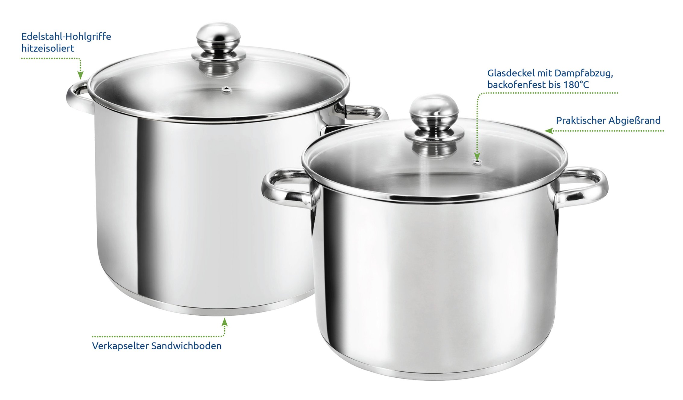 KOPF Gigant 12.5L Large Stainless Steel Cooking Pot with Glass Lid - 28cm Diameter, 21cm Height - Perfect for Family Meals, Soup Making & Bulk Cooking
