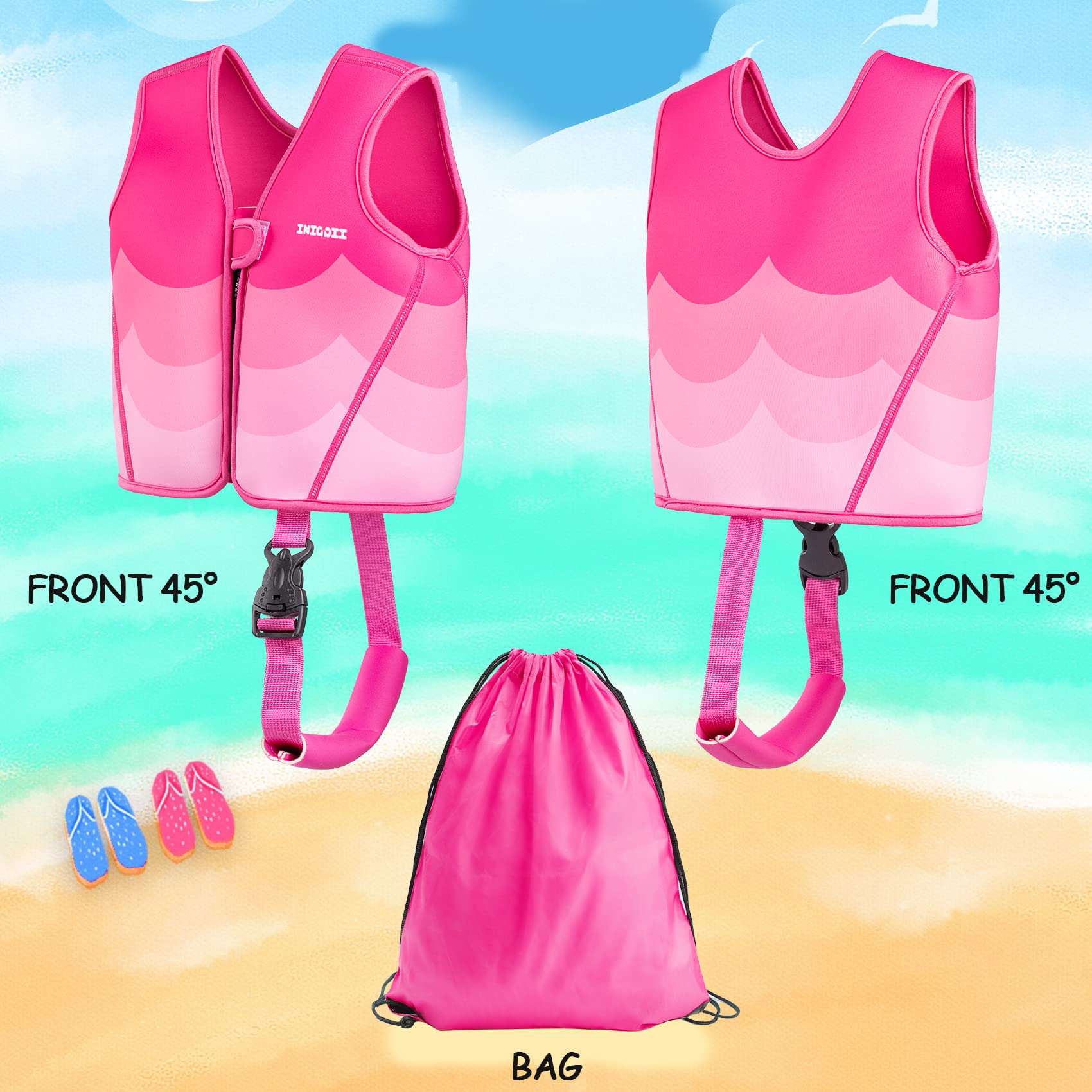 Best Toddler Swim Vest - Adjustable Safety Strap Swim Jacket for Kids & Infants | Perfect for Pool, Beach & Swimming Lessons