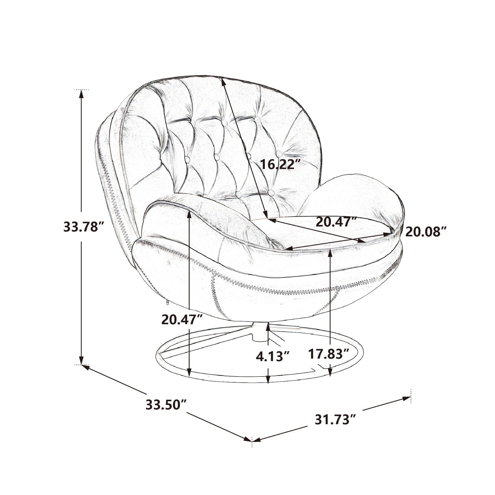 Velvet Swivel Accent Chair with Ottoman - Modern Living Room Lounge Chair with Footrest for Relaxing & Reading - Perfect for Home, Office, and Cozy Spaces