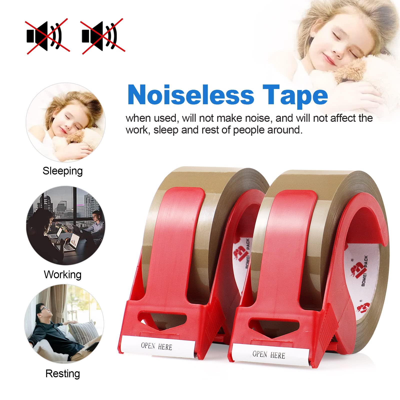 BOMEI PACK 2-Pack Brown Heavy Duty Packing Tape - 1.88