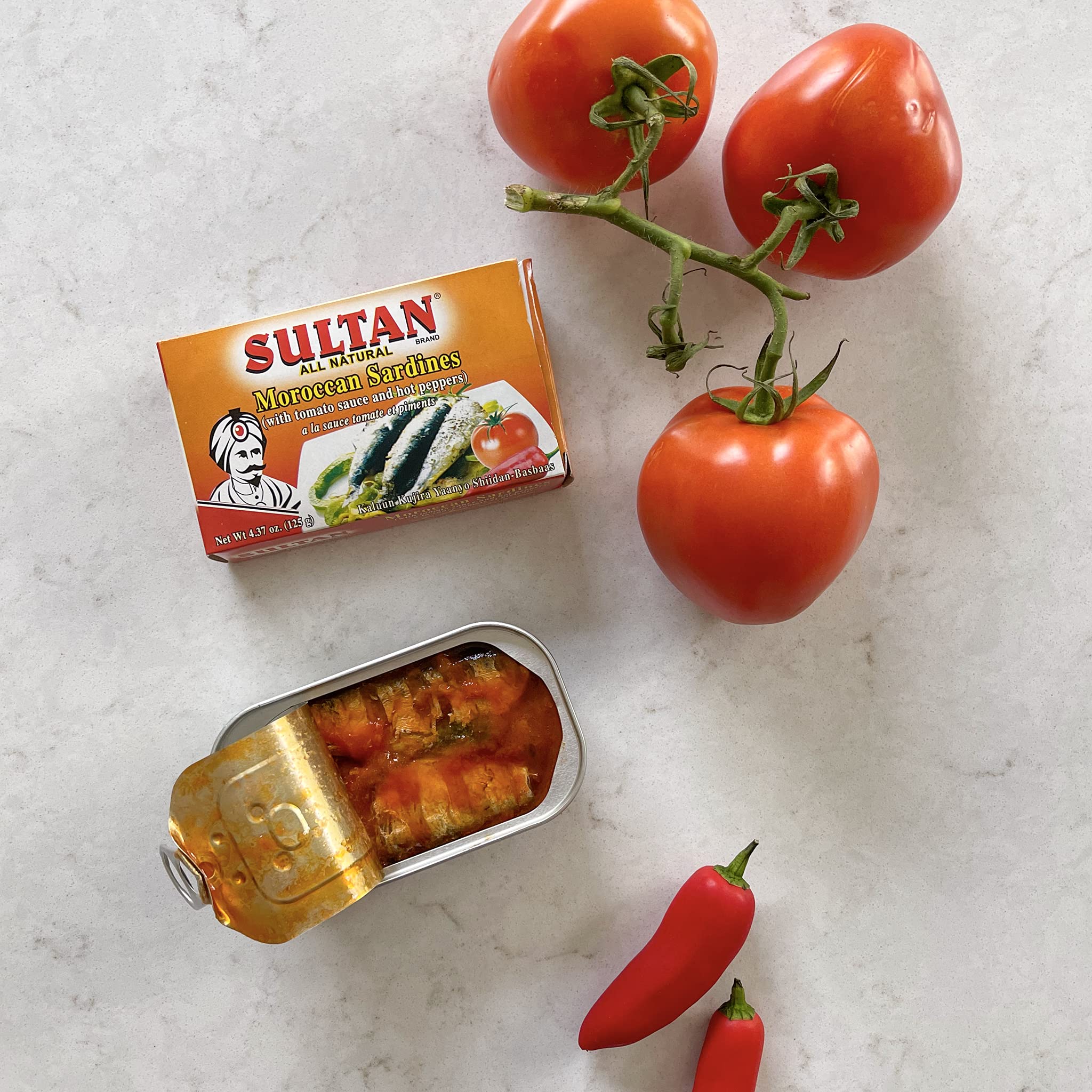 Premium Moroccan Sardines in Tomato Sauce - 100% Natural, High Protein, No Additives, Keto & Paleo Friendly, Zero Carb - Perfect for Camping, Hiking & Emergency Food Storage - 4.37oz (Pack of 50)