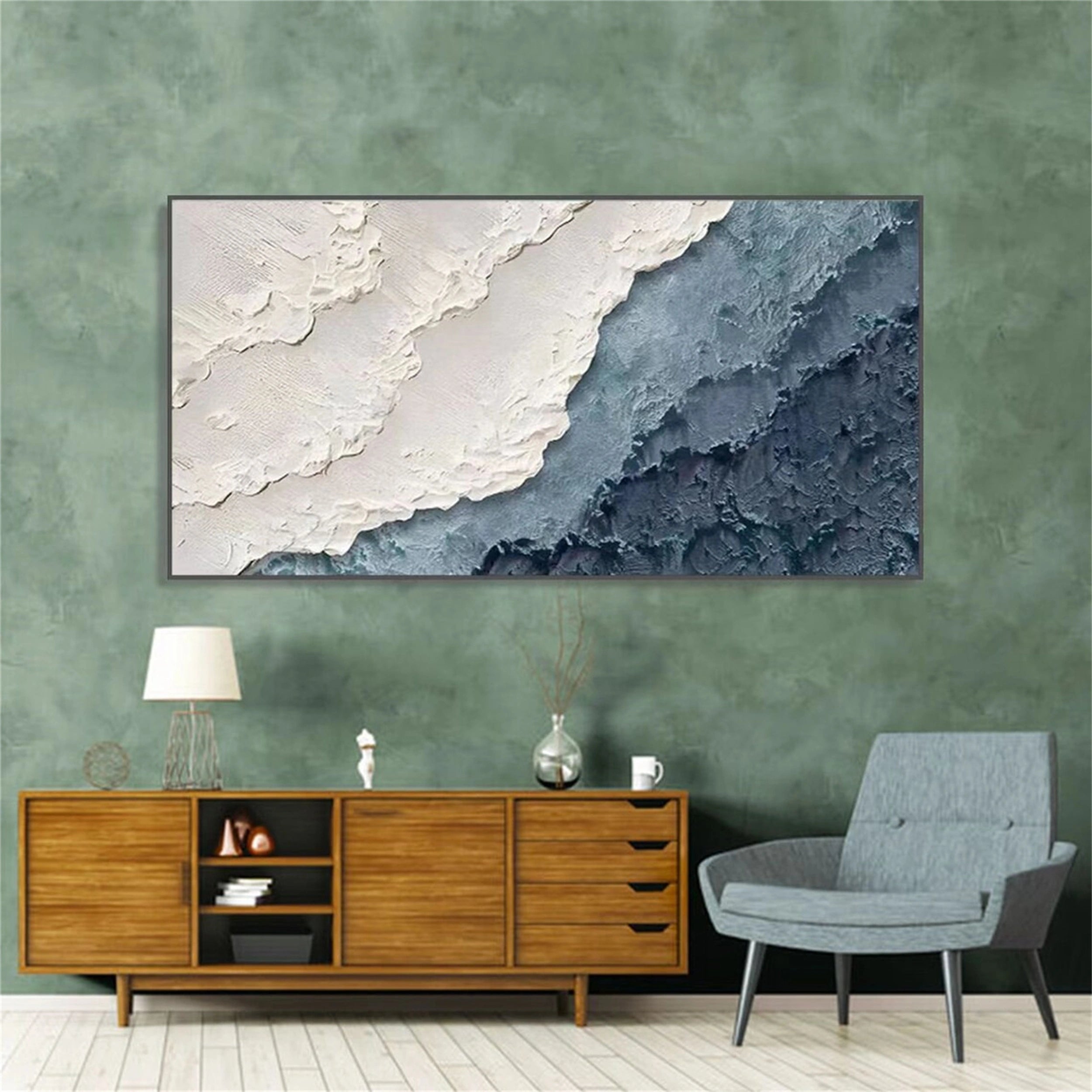 Ocean and Sky Painting #OS 060 - Handmade Canvas Wall Art for Home & Office Decor - Perfect for Living Room, Bedroom, or Office Wall Decor