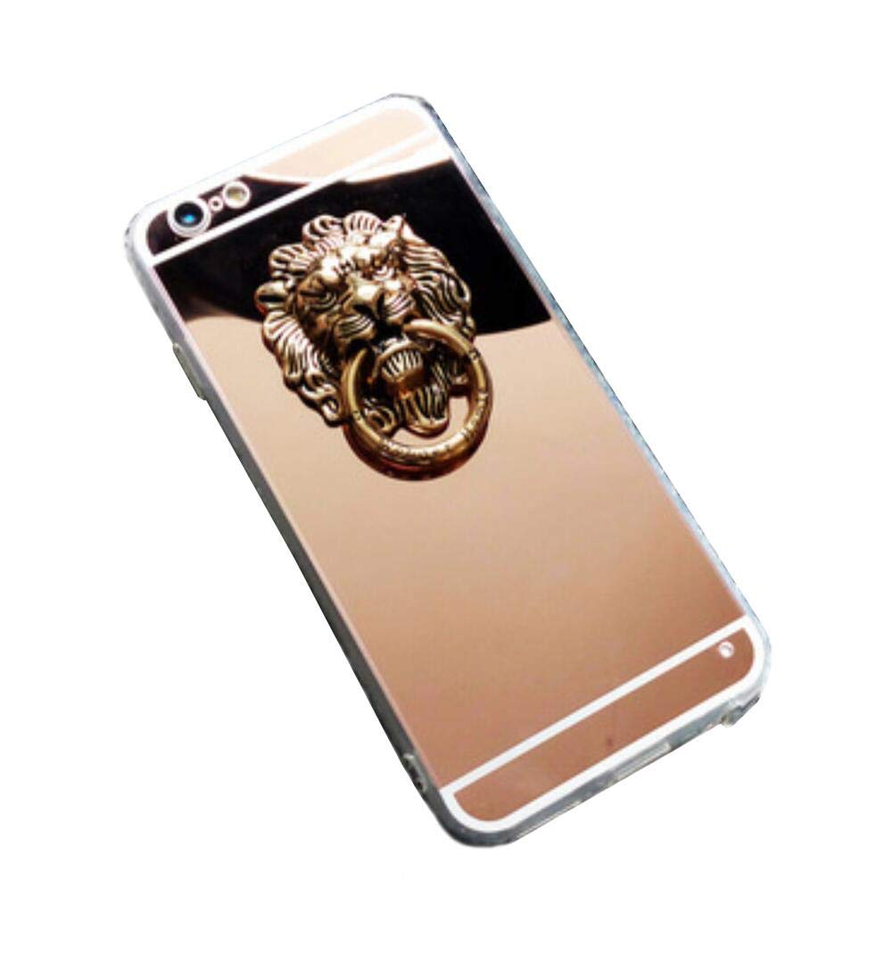 Premium Luxury Mirror Case for Samsung Galaxy Note 8 - Ultra Thin 3D Lion Head Design with Metal Ring Holder & Soft TPU Stand | Perfect for Selfies, Video Calls & Hands-Free Viewing
