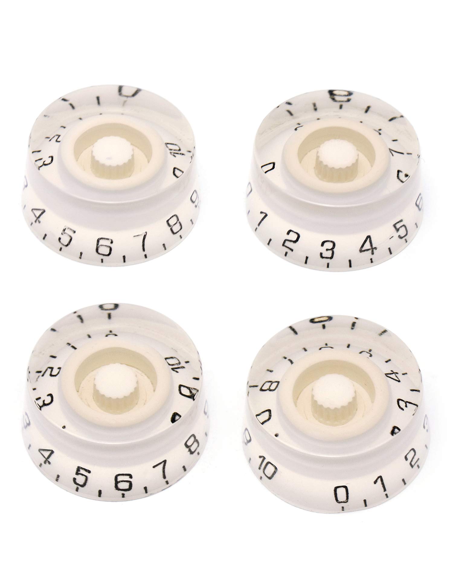 Premium Electric Guitar Control Knobs Set - 4Pcs White Speed Volume Tone Top Hat Knobs for Les Paul LP Style Replacement | Perfect for DIY Guitar Upgrades & Professional Repairs