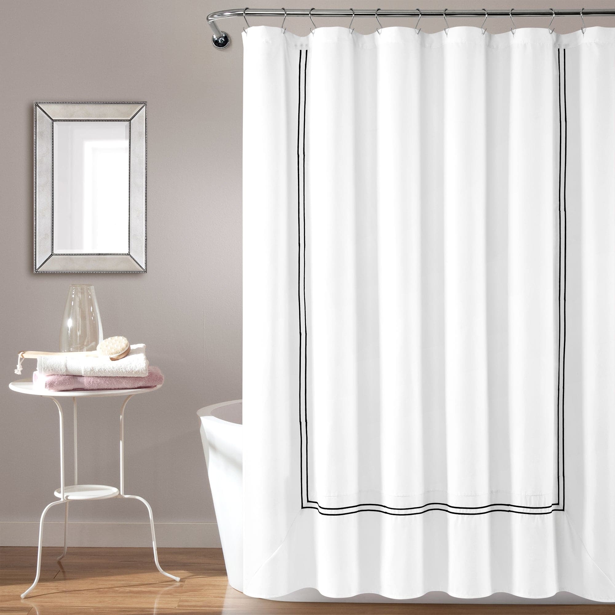 Luxury Hotel Collection Shower Curtain - Waterproof Fabric Bathroom Decor with 12 Hooks - Perfect for Master Bath, Guest Bath & Apartment Living (72