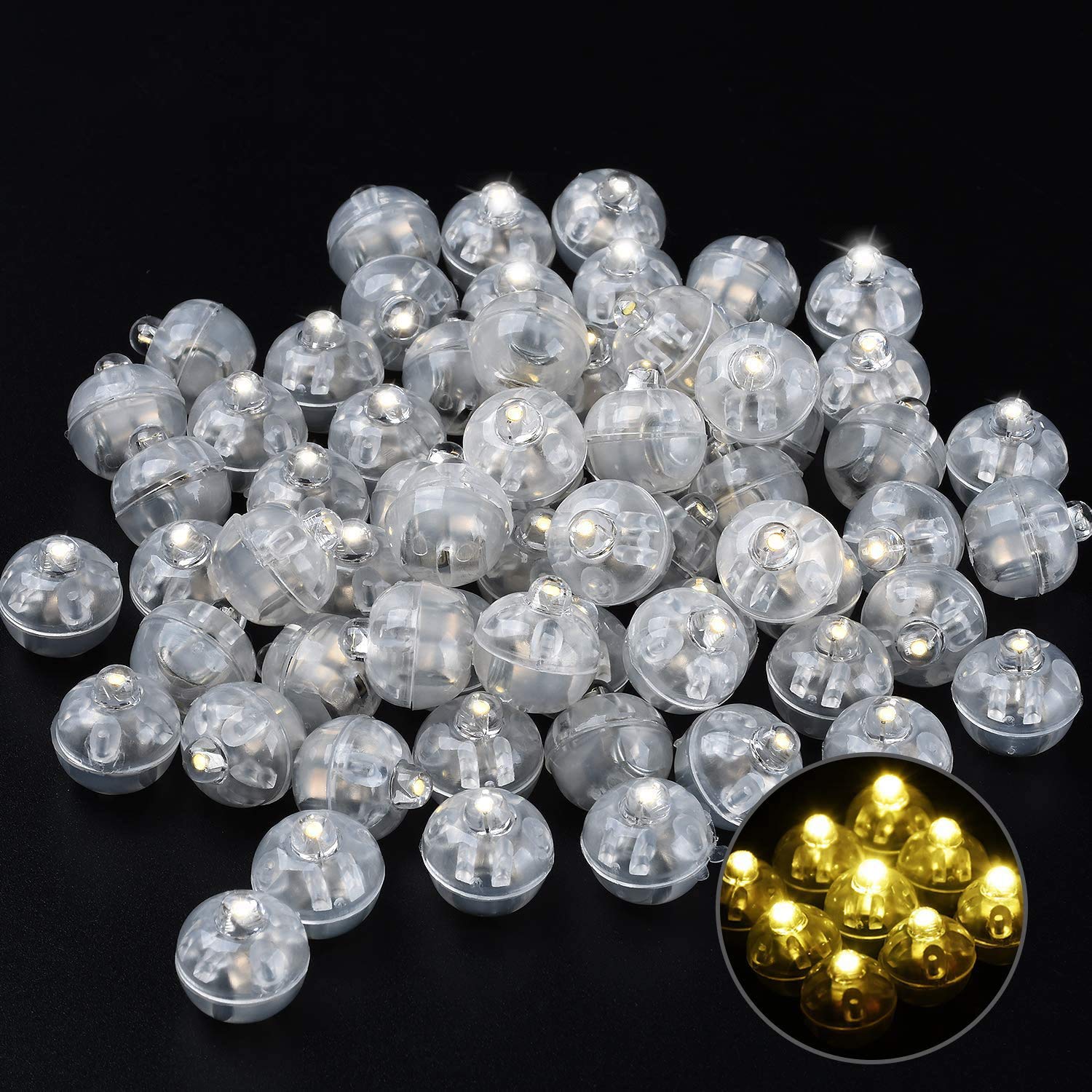 100pcs Mini Round Flash LED Ball Lights - Warm White Party Wedding Decoration, Birthday & Festival Decorative Lighting for Indoor/Outdoor Events, Home Decor, Garden & Backyard Celebrations