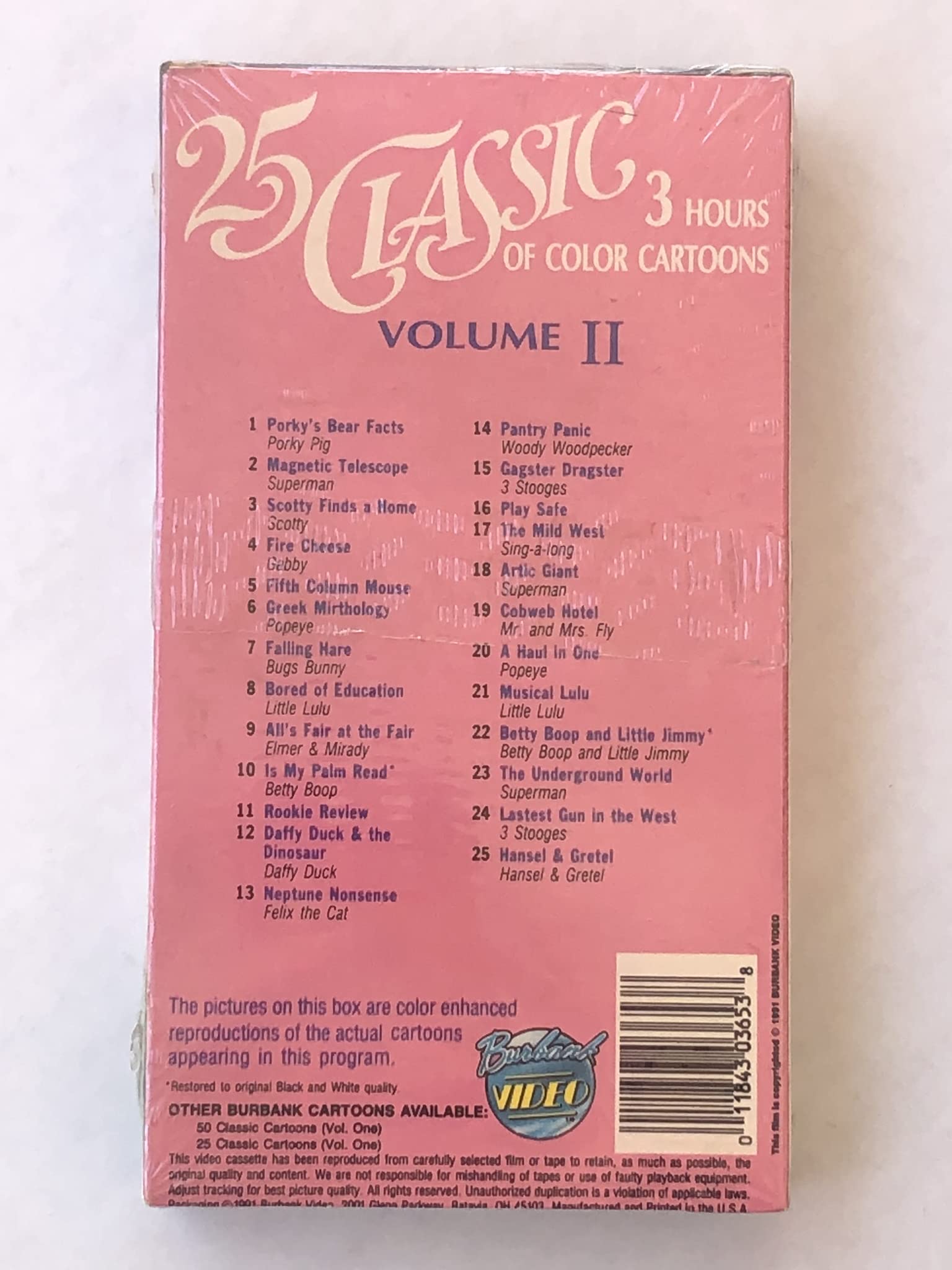 25 Classic Cartoons Vol 2 [VHS] - Nostalgic Animation Collection for Kids & Adults - Perfect for Family Movie Nights, Retro Entertainment, and Cartoon Lovers