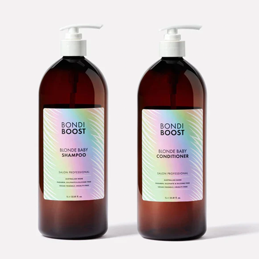 Bondi Boost Blonde Baby Supersize Duo 1L - Purple Shampoo & Conditioner Set for Blonde Hair Care, Toning & Brightening - Perfect for Salon-Quality Results at Home