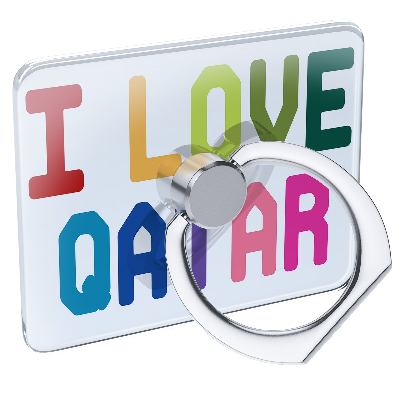 Cell Phone Ring Holder I Love Qatar - Colorful Collapsible Grip & Stand by Neonblond for Secure Grip & Hands-Free Viewing on Phones & Tablets