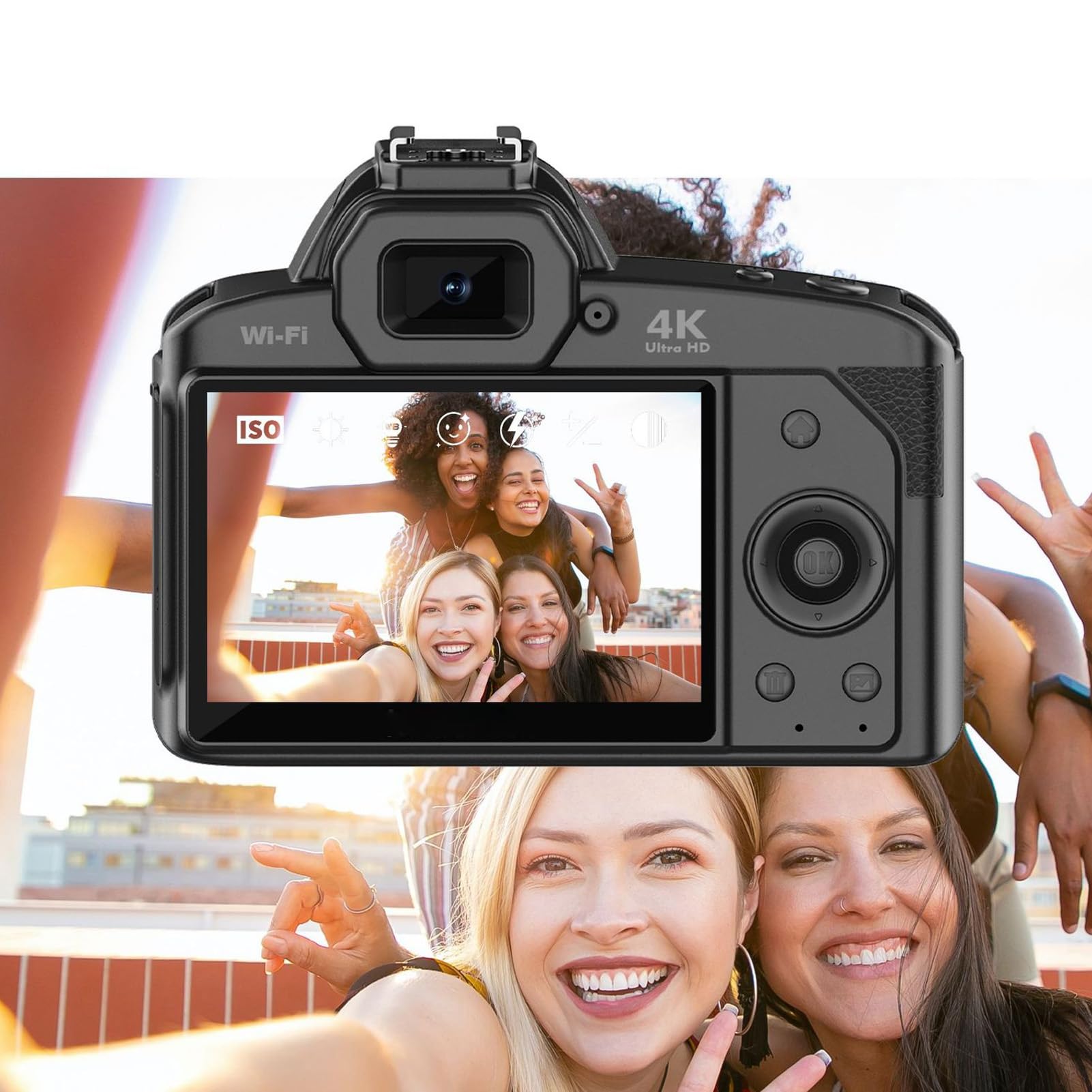 4K Digital Camera 64MP with 16x Zoom & Night Vision - Dual Lens Camcorder for Beginners, Includes 32GB Memory Card - Perfect for Travel Photography, Vlogging & Low Light Shooting