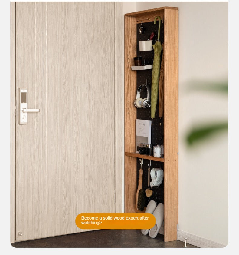 Solid Oak Wood Ultra-Thin DIY Side Cabinet - Perfect for Small Spaces, Bedroom, Living Room & Office Storage