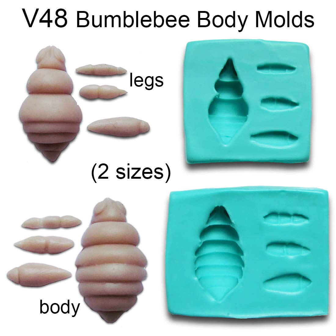 Bumblebee Body Silicone Molds Set of 2 - Food Grade Baking Molds for DIY Chocolate, Candy, Soap & Resin Crafts - Perfect for Birthday Parties, Baby Showers & Holiday Treats