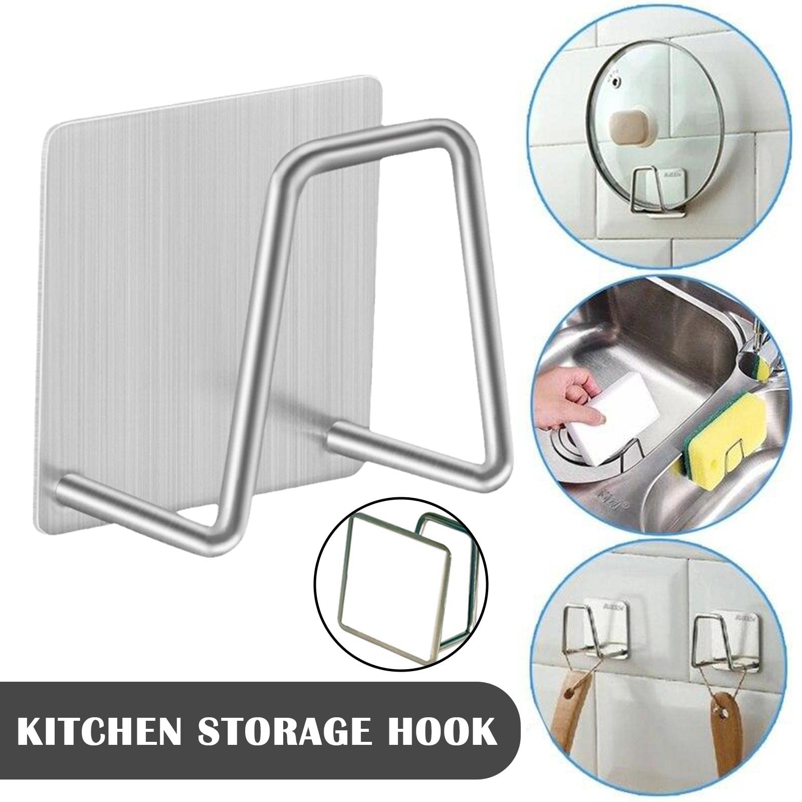Stainless Steel Sponge Holder for Kitchen Sink - Self-Adhesive Wall Mounted Sponge & Scrubber Organizer with Drain Drying Rack | Perfect for Keeping Kitchen Sink Area Clean and Organized