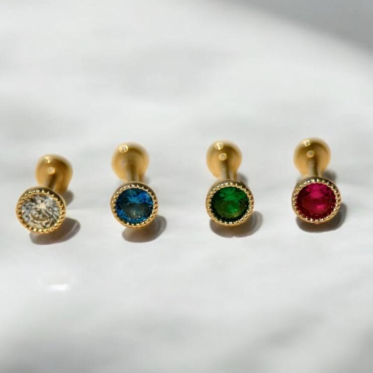 London Blue Topaz Stud Earrings 14k Yellow Gold Milgrain Detail - Perfect for Weddings, Anniversaries & Special Occasions