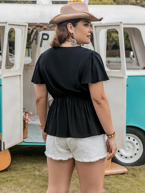 Stylish Black Plus Size V Neck Summer Top for Women - Flattering Casual & Work Wear - Perfect for Beach, Office & Outdoor Activities