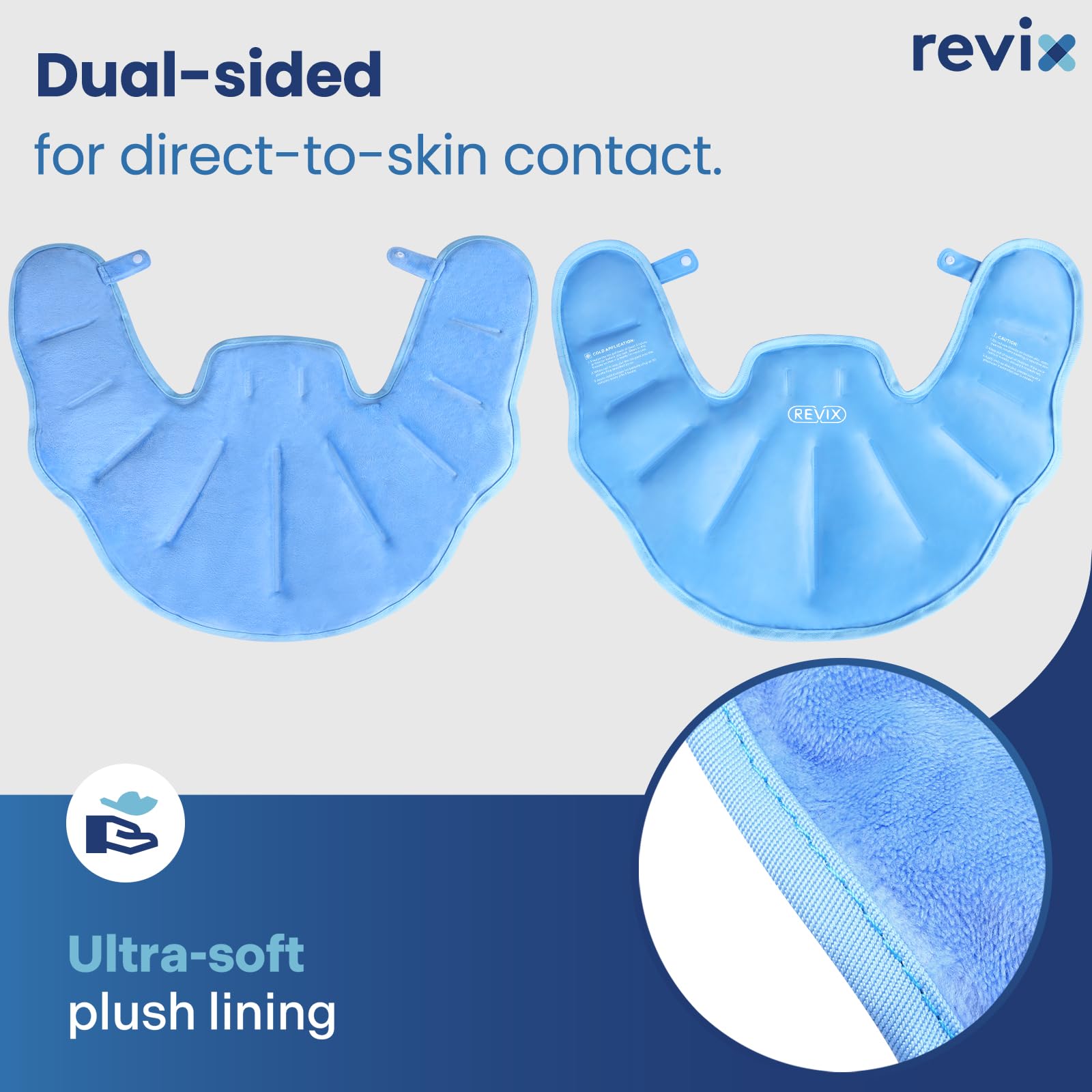 REVIX Large Gel Ice Pack Wrap for Neck, Shoulders & Upper Back Pain Relief - Soft Plush Lining Reusable Cold Compress for Post-Workout Recovery, Muscle Soreness & Injury - Perfect for Athletes, Office Workers & Chronic Pain Sufferers (Blue)
