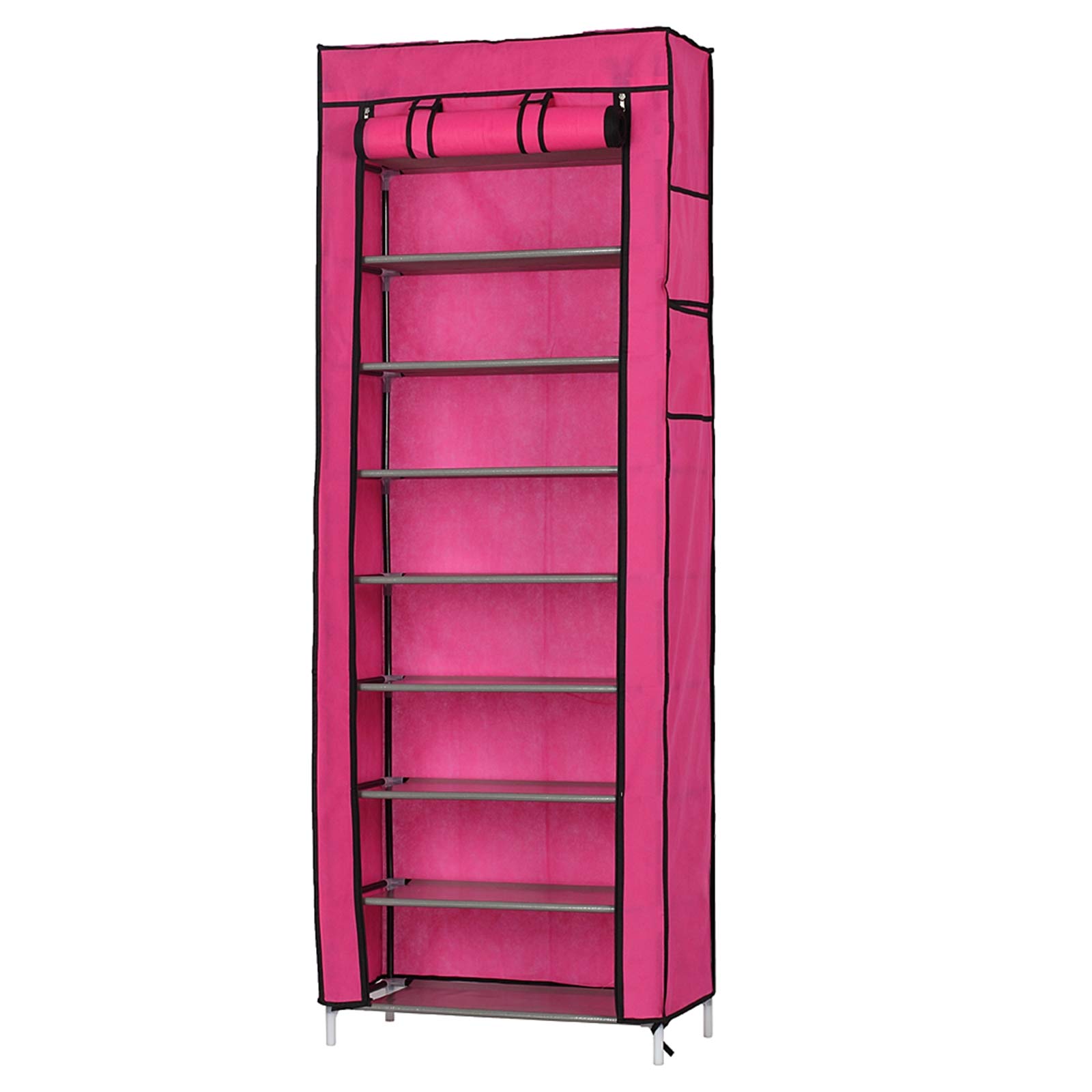 10-Tier Shoe Rack with Dustproof Cover - Non-Woven Fabric Shoe Storage Cabinet Organizer for Entryway, Living Room & Bedroom | Free Standing Shoe Shelf (Rose Red) | Perfect for Small Spaces & Closet Organization