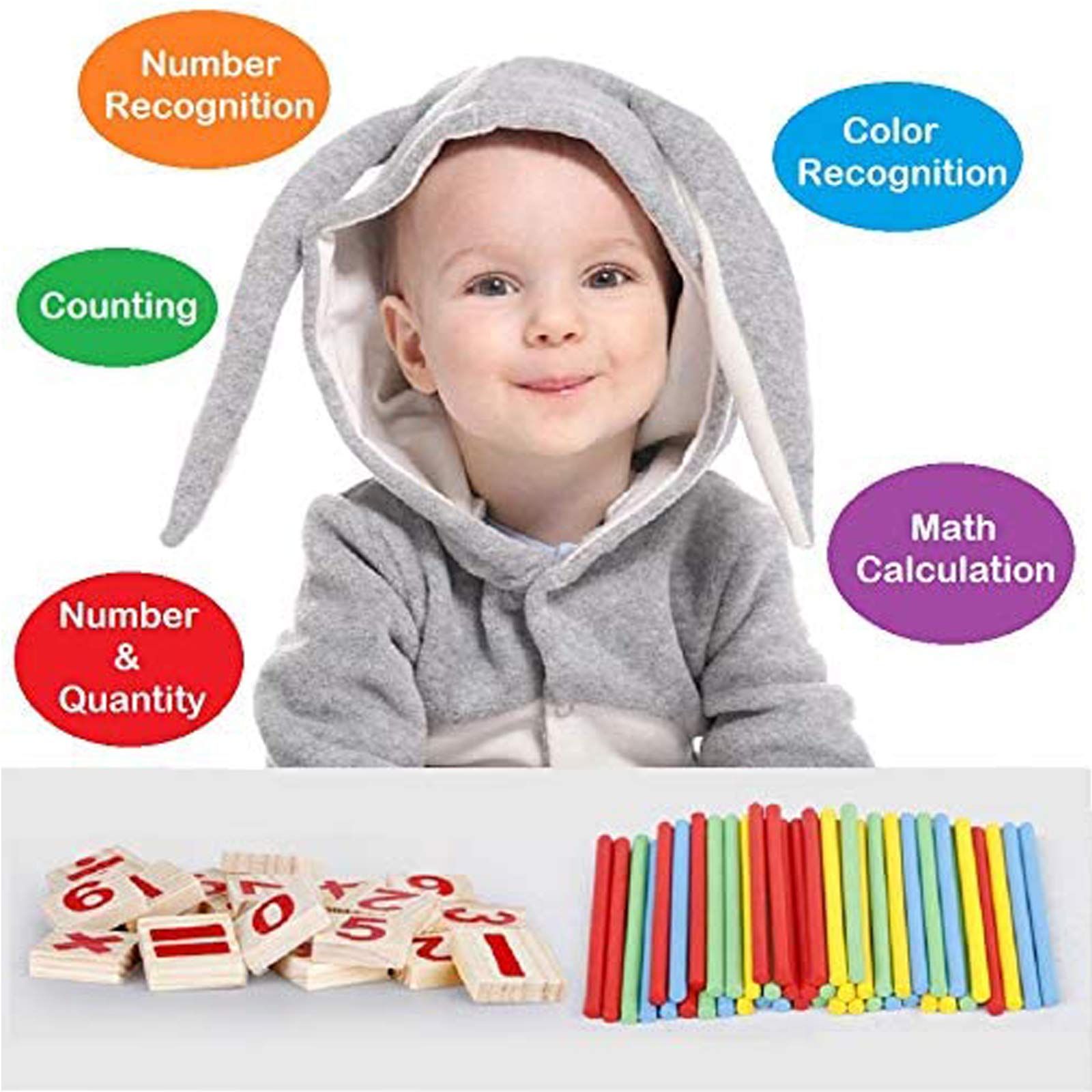 Montessori Math Counting Blocks and Sticks - Wooden Number Manipulatives for Kids Learning | Homeschool & Classroom Math Supplies | Educational Toys for Toddlers with Storage Tray | Perfect for Counting Practice, Early Math Skills & Hands-on Learning Activities