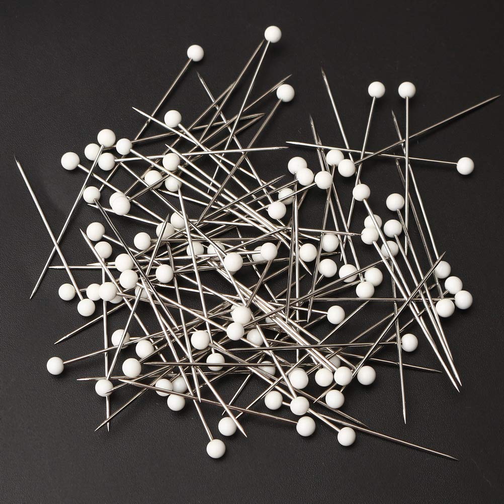 250pcs Glass Head Sewing Pins for Dressmaking & Quilting - White