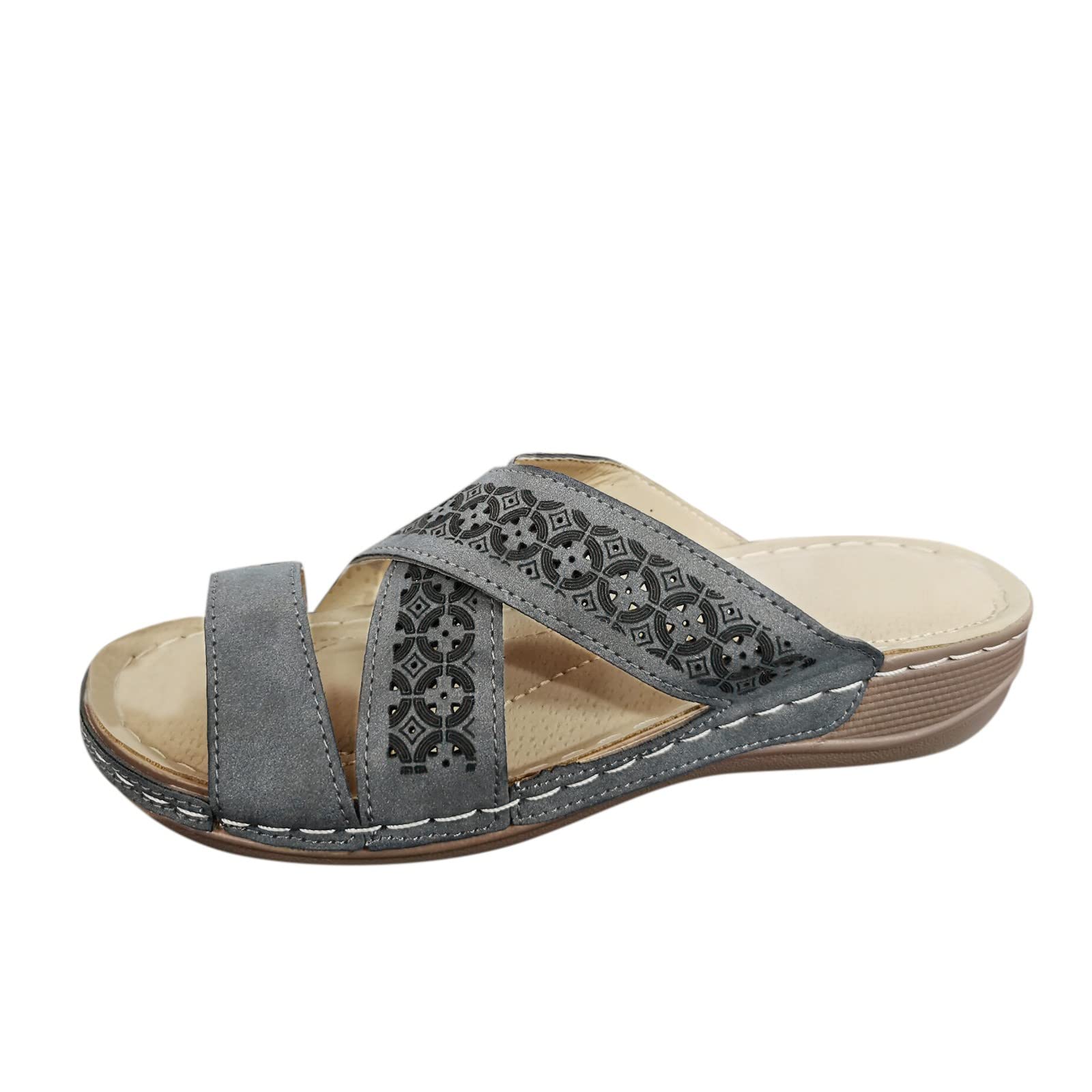 Women's Wide Width Black Wedge Heel Sandals for Bride - Comfortable Wedding Shoes for Outdoor Ceremonies & Beach Weddings