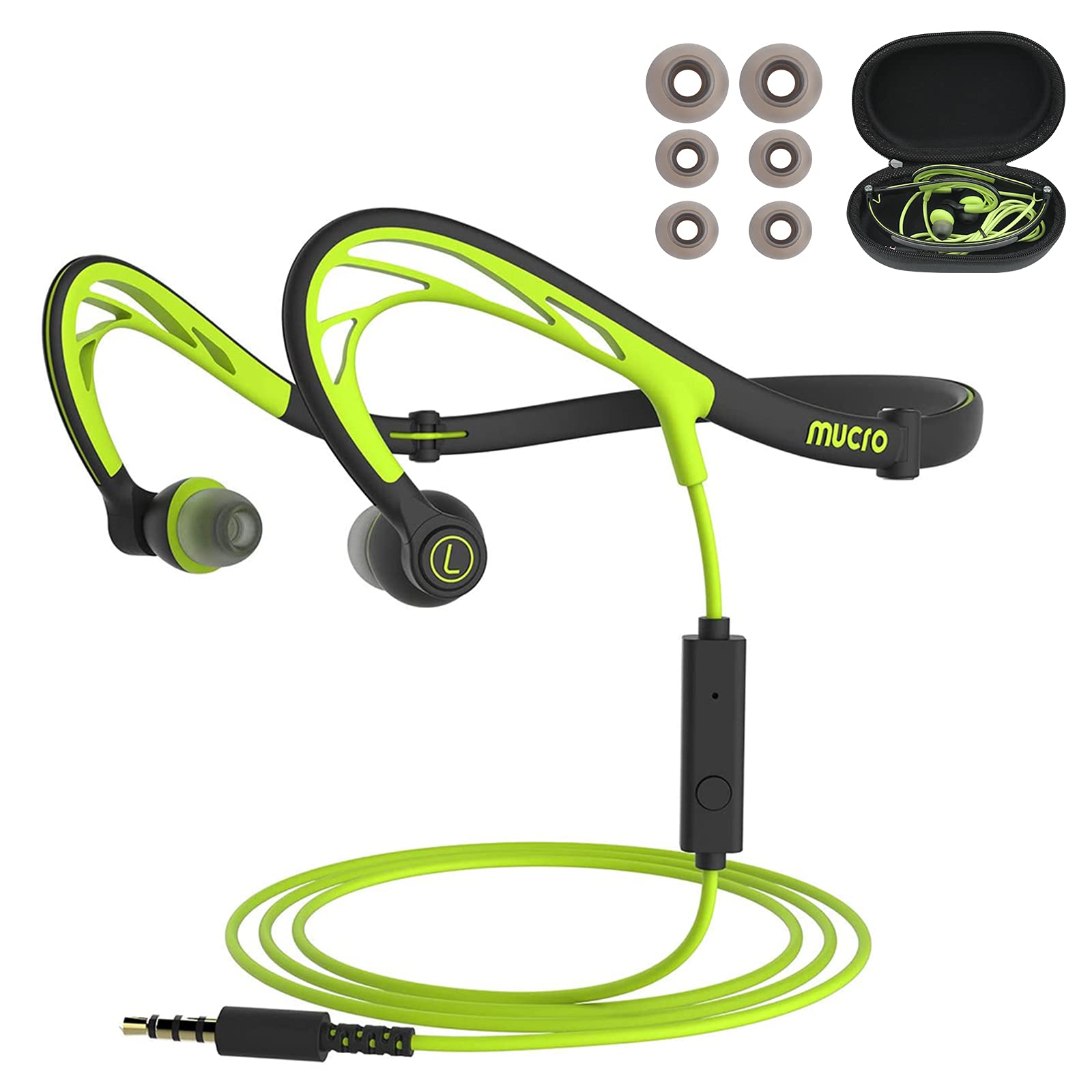 Mucro Wired Over-Ear Headphones with Microphone - Foldable Behind Neck Design for Running, Jogging, Gym Workouts & Sports | Perfect for Workouts, Commuting & Travel