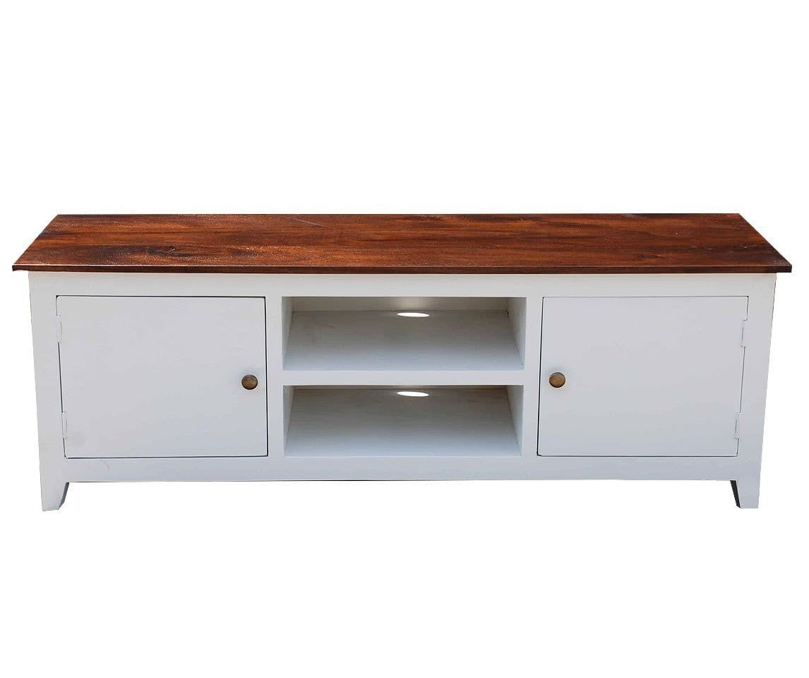 French Blanc Wooden TV Cabinet - Modern Entertainment Stand for Living Room, Bedroom & Home Theater - Stylish Storage Solution for TVs, Media & Gaming Consoles
