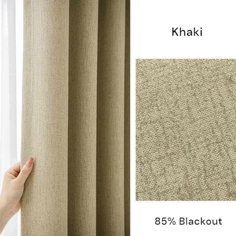 Agnes Textured Cotton Linen Blackout Curtains for Bedroom - Custom Size Thermal Insulated Drapes for Living Room & Nursery (96