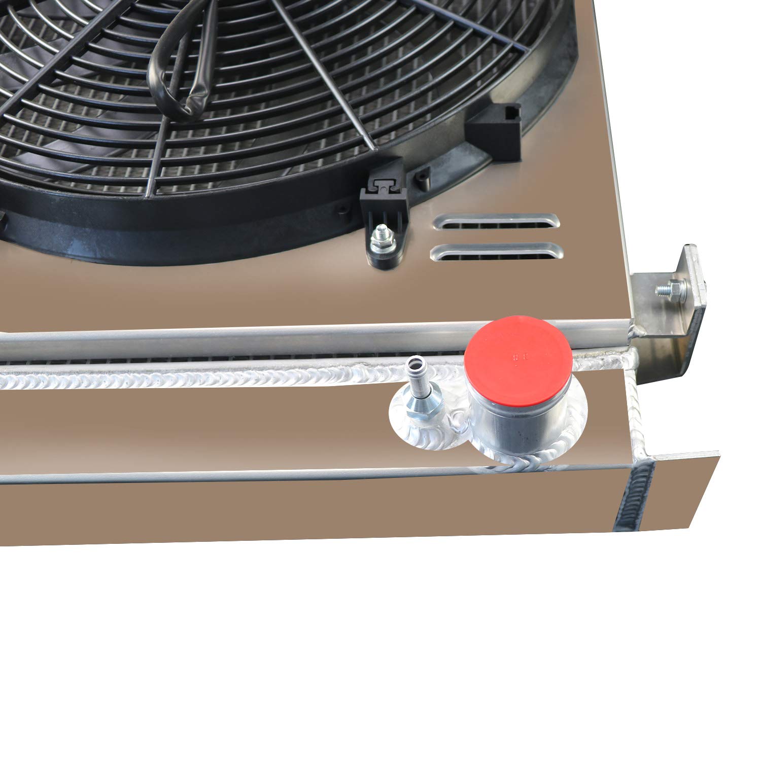 1930-1932 Ford Flathead V8 4-Row Aluminum Radiator - Stock Height Replacement with Shroud & Fan Relay Kit - Perfect for Classic Car Restoration & Hot Rod Upgrades