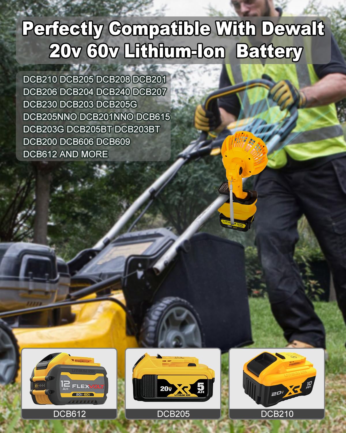 Dewalt 20V 60V Lithium-ion Battery Clip Fan - Portable Stroller Fan with 3 Speed Settings for Bedroom, Outdoor, Camping & Job Sites | Tool Only | Perfect for Cooling, Travel & Worksite Use
