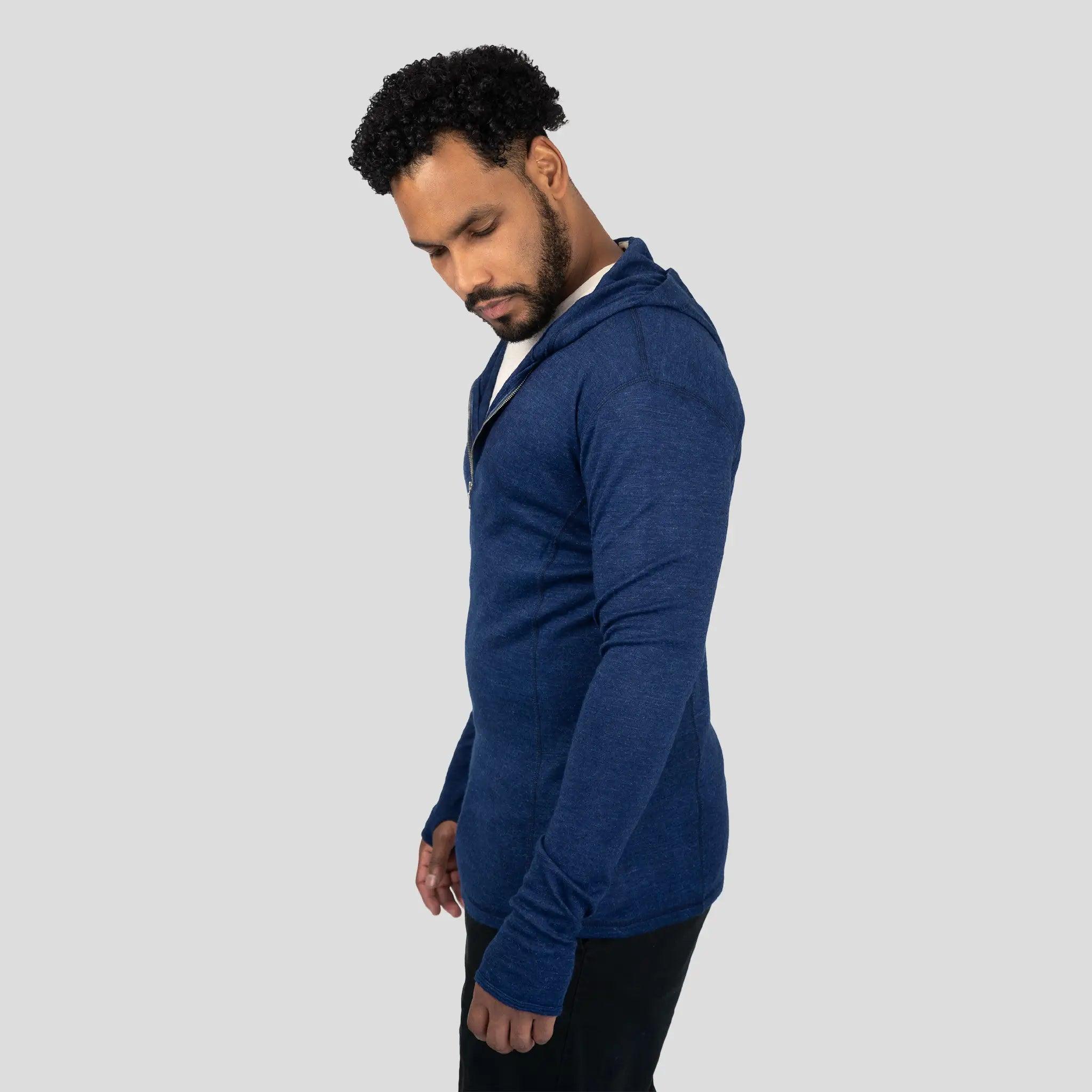 Men's Alpaca Wool Hoodie - 300 Lightweight Half Zip Pullover for Outdoor Hiking & Winter Travel | Soft Thermal Fleece Sweatshirt