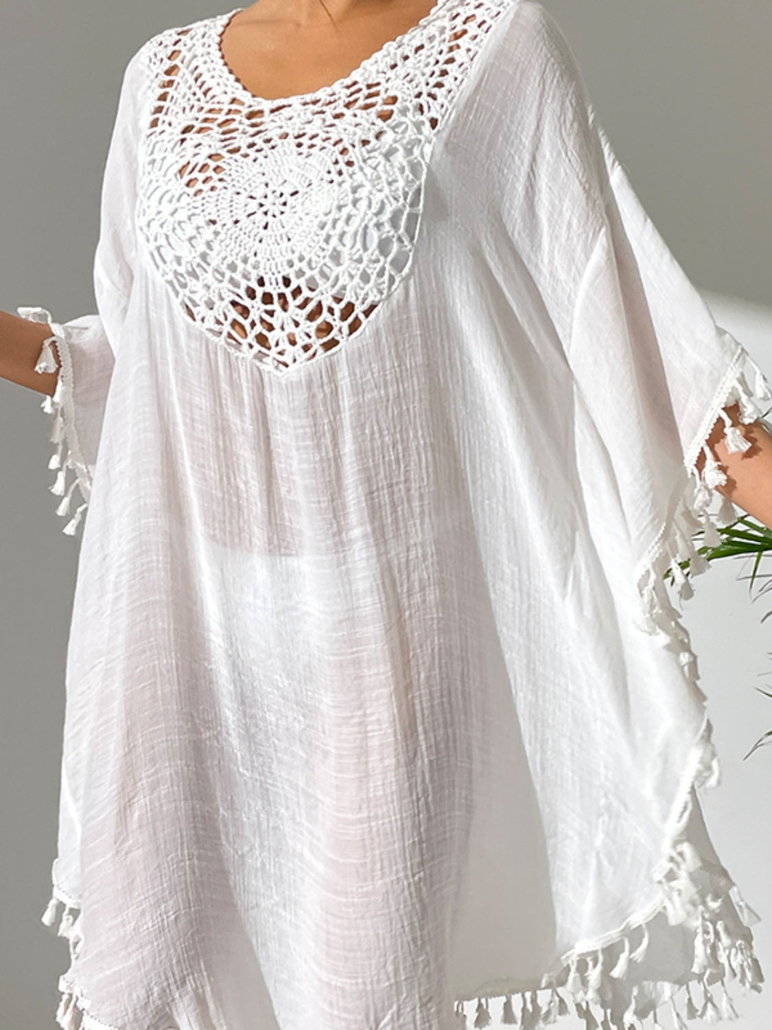 Stylish Tassel Cutout Scoop Neck Cover Up Dress for Women - Perfect for Beach, Pool Party & Summer Vacation