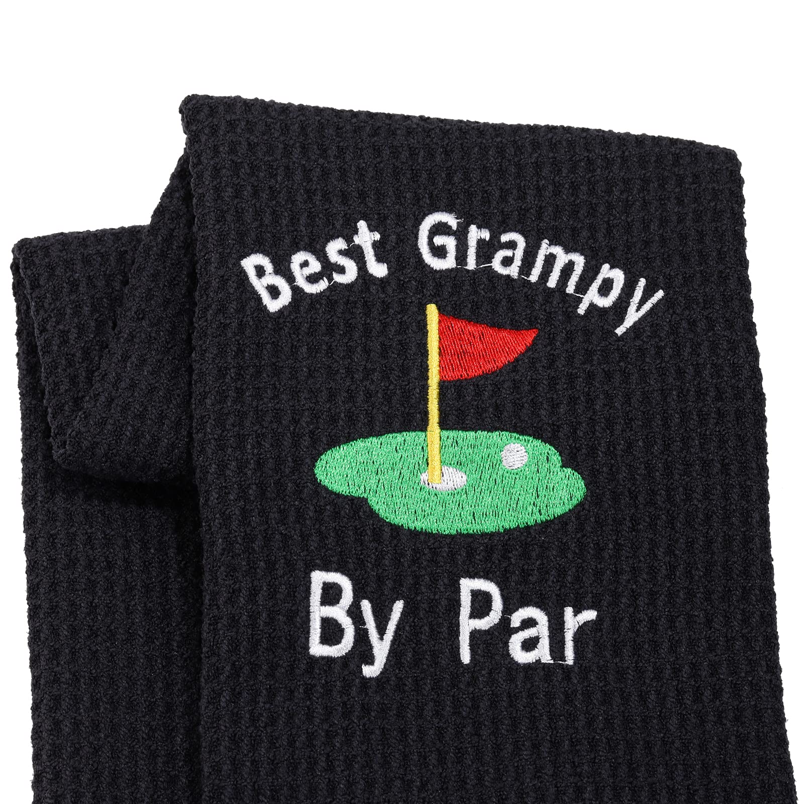 LEVLO Embroidered Golf Towel for Dad - Premium Father's Day Gift for Golfers - Best Present for Pops, Grampy, Papaw & Opa - Par Golf Towel with Clip (Black) - Perfect for Golf Courses, Driving Ranges & Father's Day Celebrations