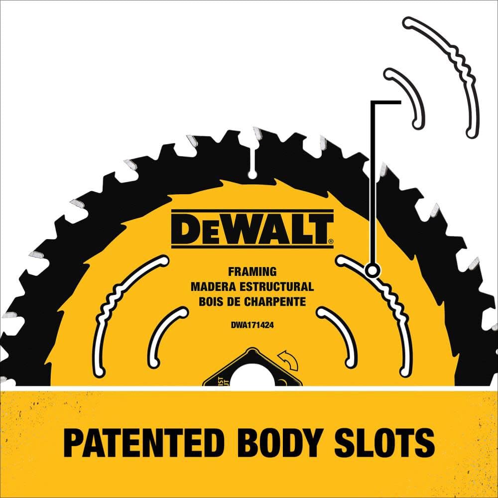 DEWALT 7-1/4 Inch 24-Tooth Circular Saw Blade for Wood Cutting - DWA171424 - Perfect for DIY Projects, Carpentry, and Professional Woodworking