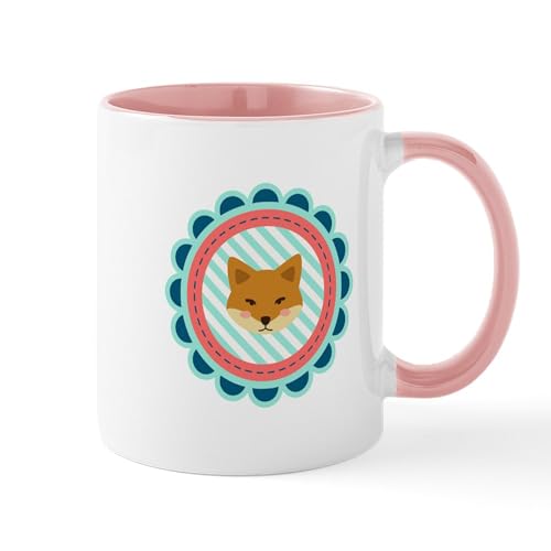 White/Pink Inside - Baby Fox Patch Mugs