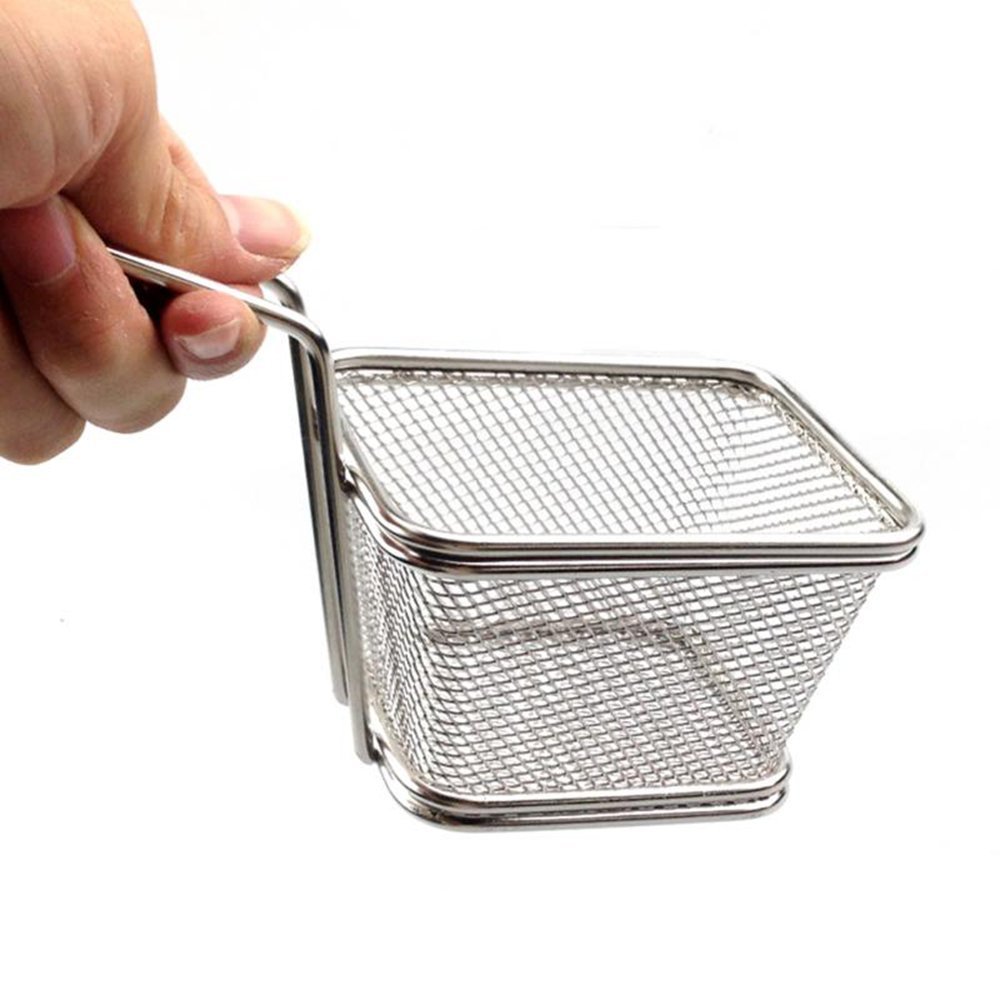 Premium Stainless Steel Fry Basket for Chips & French Fries - 5 Inch Large Cooking Strainer & Serving Tool - Ideal for Home Kitchens, Restaurants & Outdoor BBQ