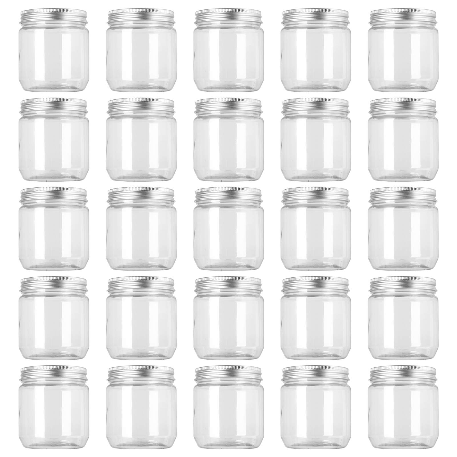 Fasmov 25 Pack 8oz Clear Plastic Jars with Screw-On Lids - BPA Free Round Empty Containers for Slime, DIY Crafts, Kitchen & Household Storage - Perfect for Organizing Spices, Candles, and Beauty Products