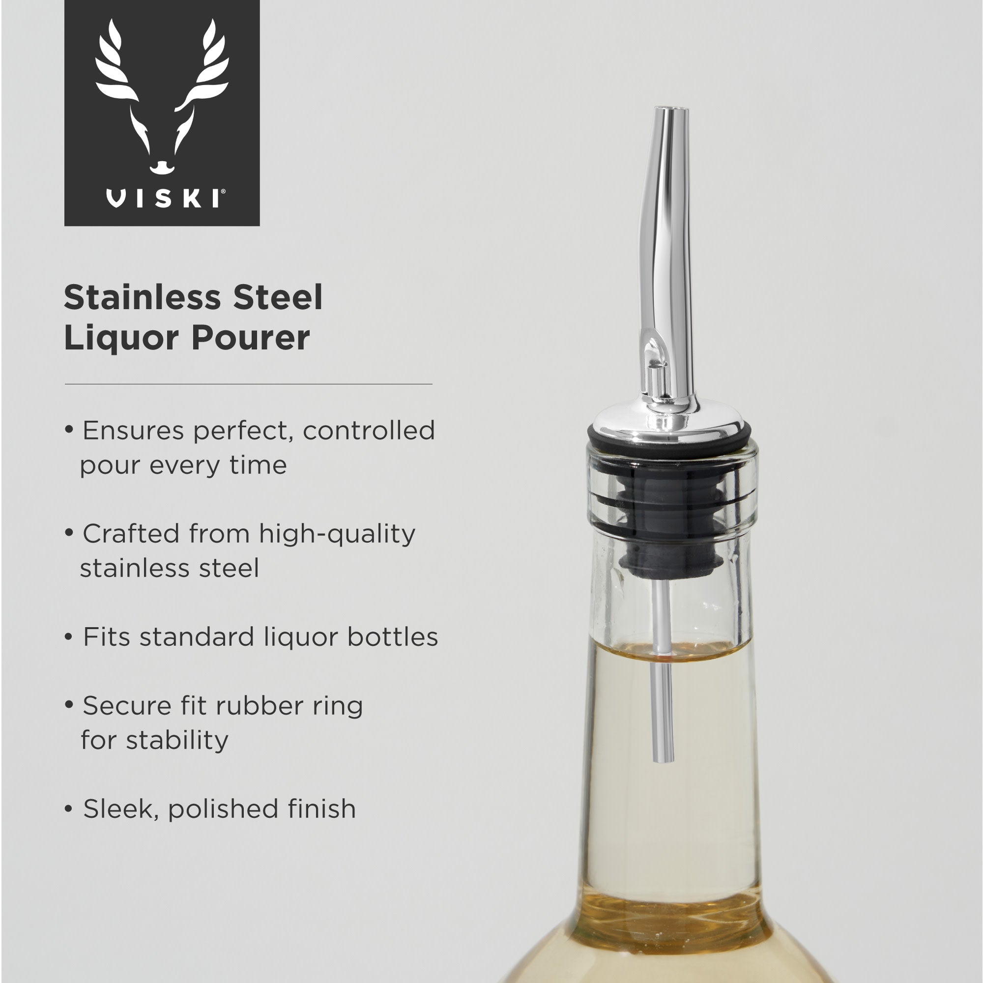 Premium Harrison Liquor Pourer - Stainless Steel Bartender Pour Spout with Drip-Free Design for Whiskey, Vodka & Wine Bottles - Perfect for Home Bars, Restaurants & Cocktail Parties