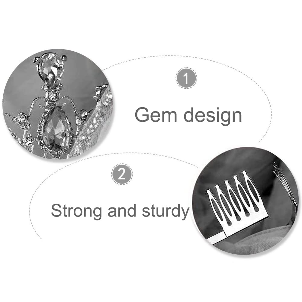 Sparkling Crystal Rhinestone Tiara Crown Headband with Comb - Elegant Bridal Princess Hair Accessory for Women | Perfect for Weddings, Birthdays, Anniversaries & Special Occasions